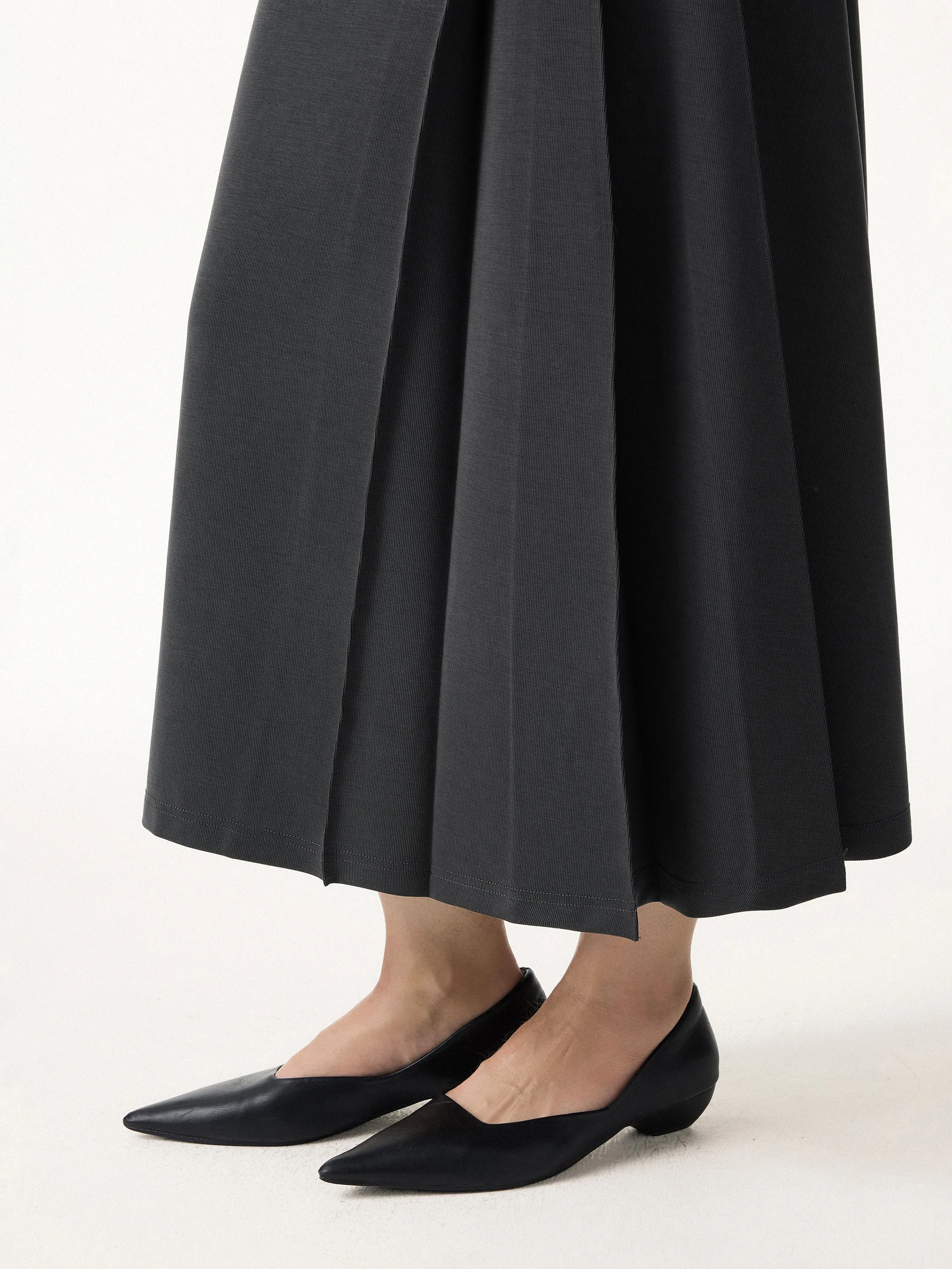 Wrinkle-Resistant Mid Rise Pleated Midi Skirt sold by OGLmove product image thumbnail 2