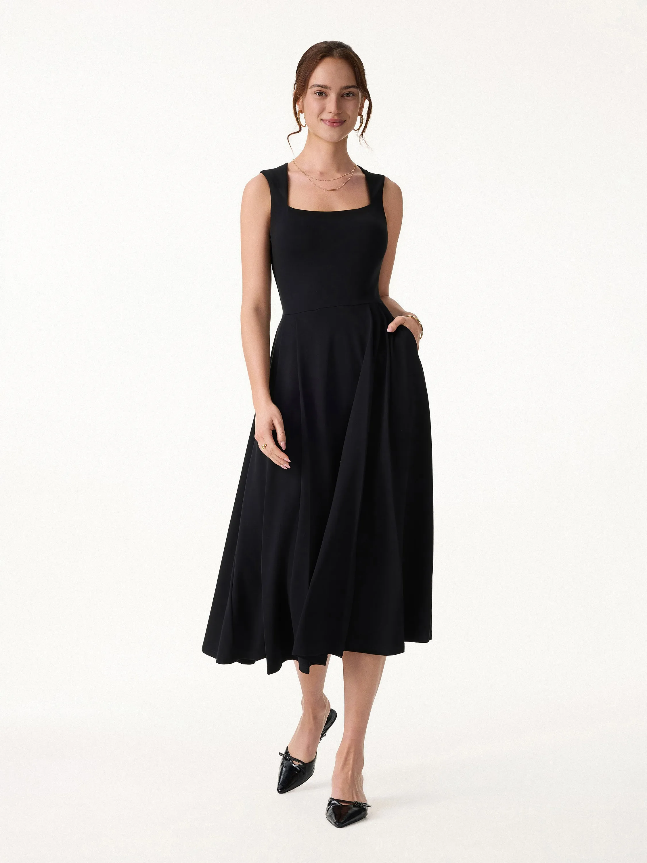 The Anytime Little Black Bra Dress with Pockets sold by OGLmove product image thumbnail 3