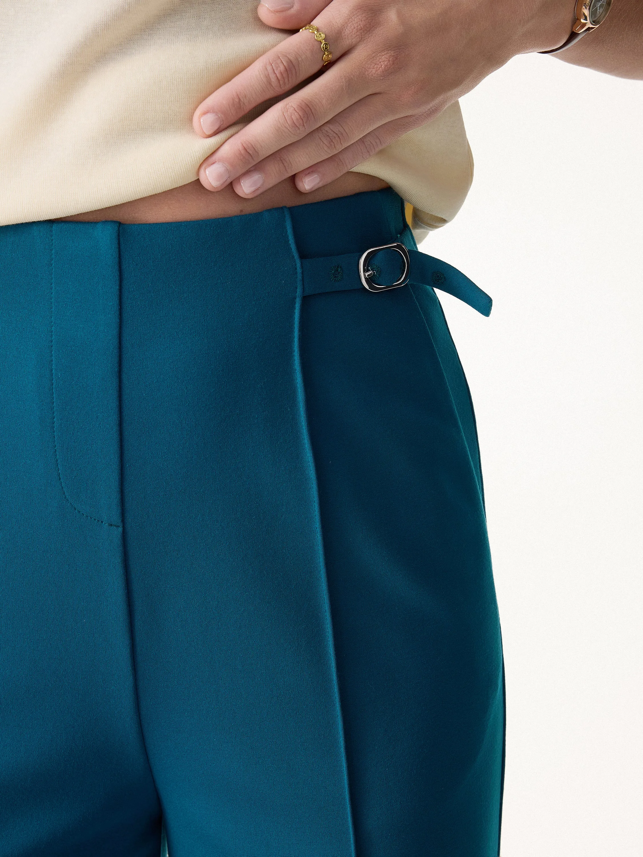 4-Way Stretch Drapey High Rise Wide Leg Ankled Pants sold by OGLmove product image thumbnail 3