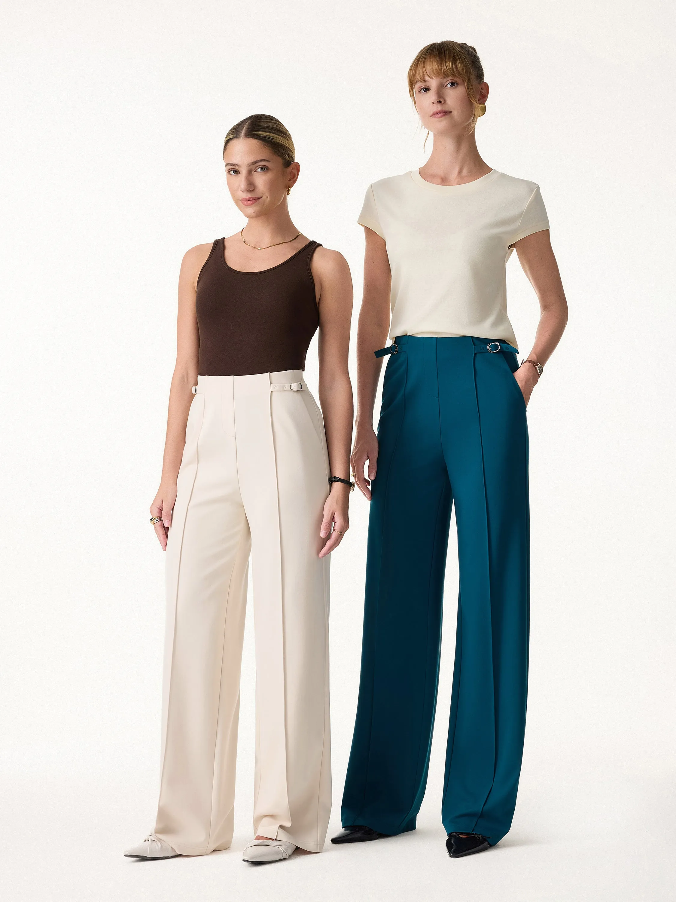 4-Way Stretch Drapey High Rise Wide Leg Ankled Pants sold by OGLmove product image thumbnail 2