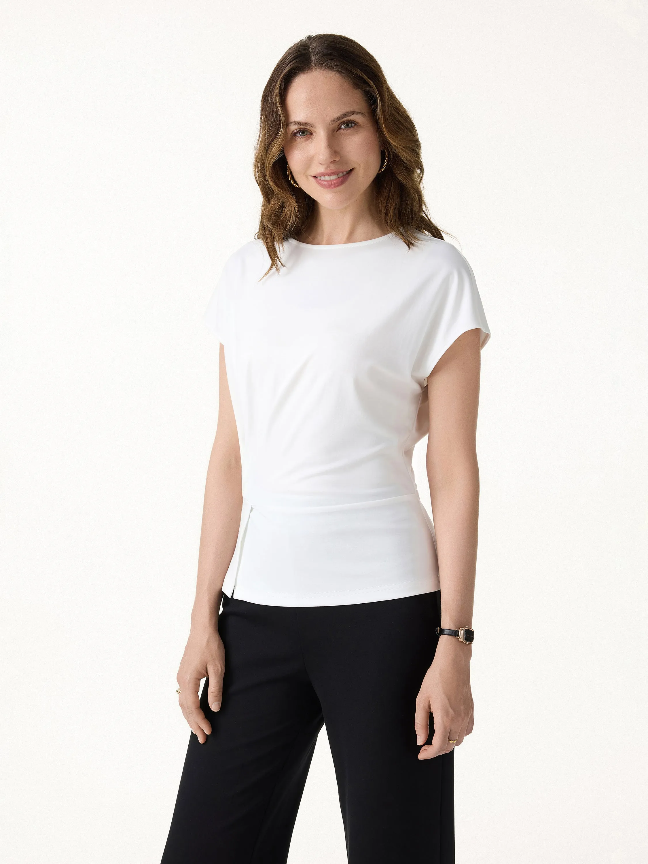 Cooling Ponte Relaxed Round Neck Tucked Top sold by OGLmove product image thumbnail 5
