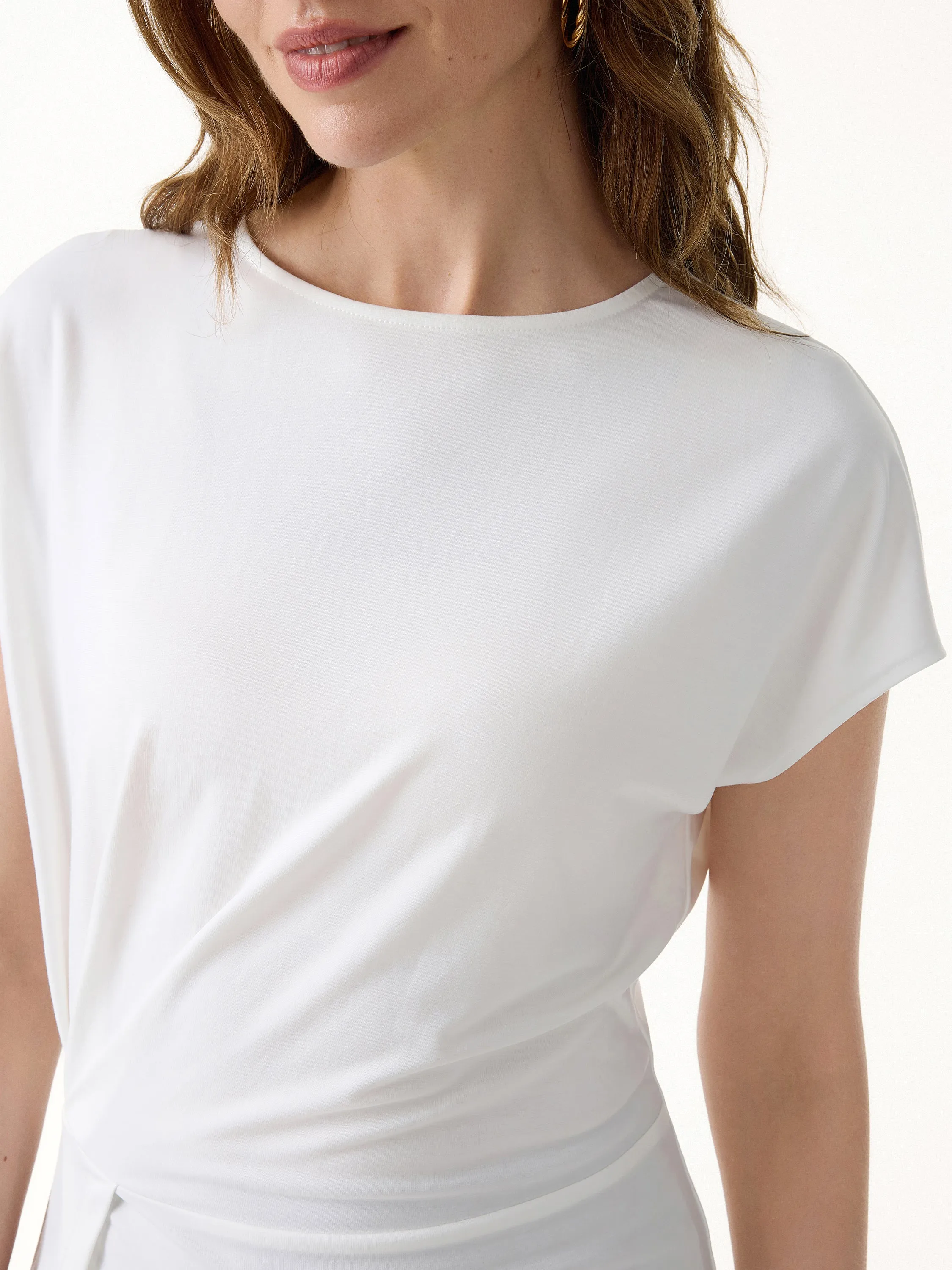 Cooling Ponte Relaxed Round Neck Tucked Top sold by OGLmove product image thumbnail 4