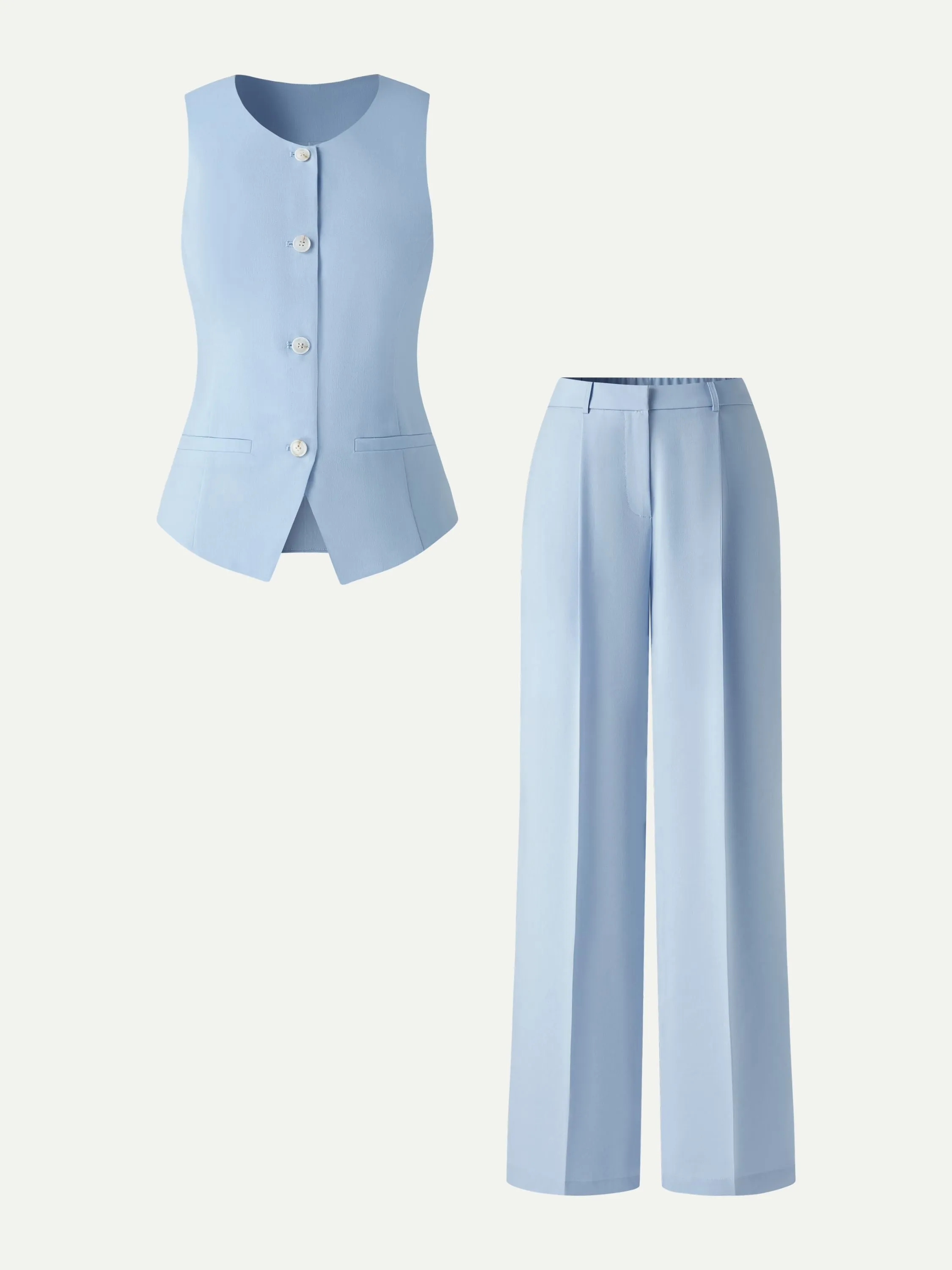2Pcs Set Waistcoat with Pockets & Wide Leg Pant sold by OGLmove product image thumbnail 4