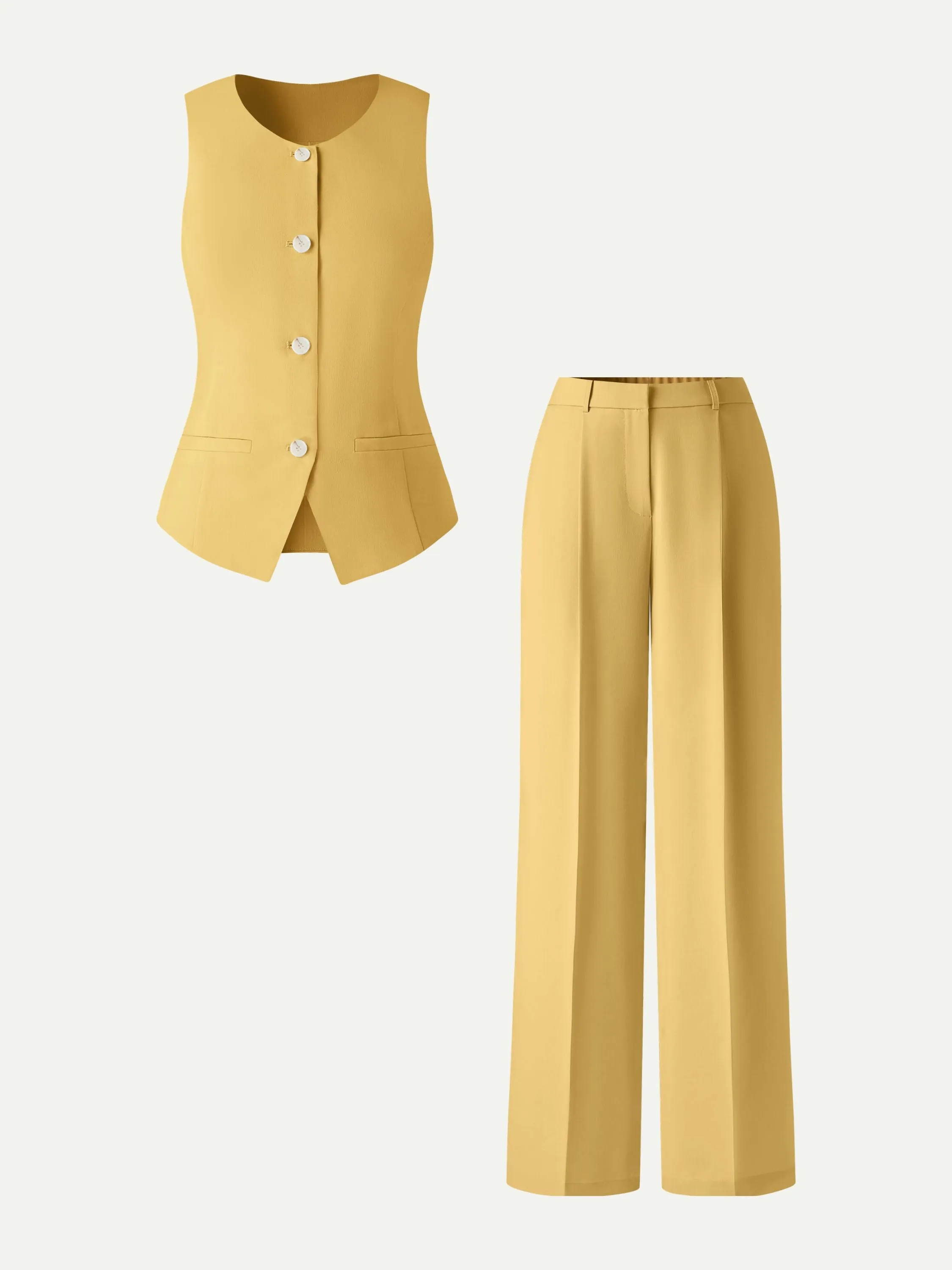 2Pcs Set Waistcoat with Pockets & Wide Leg Pant sold by OGLmove product image thumbnail 5