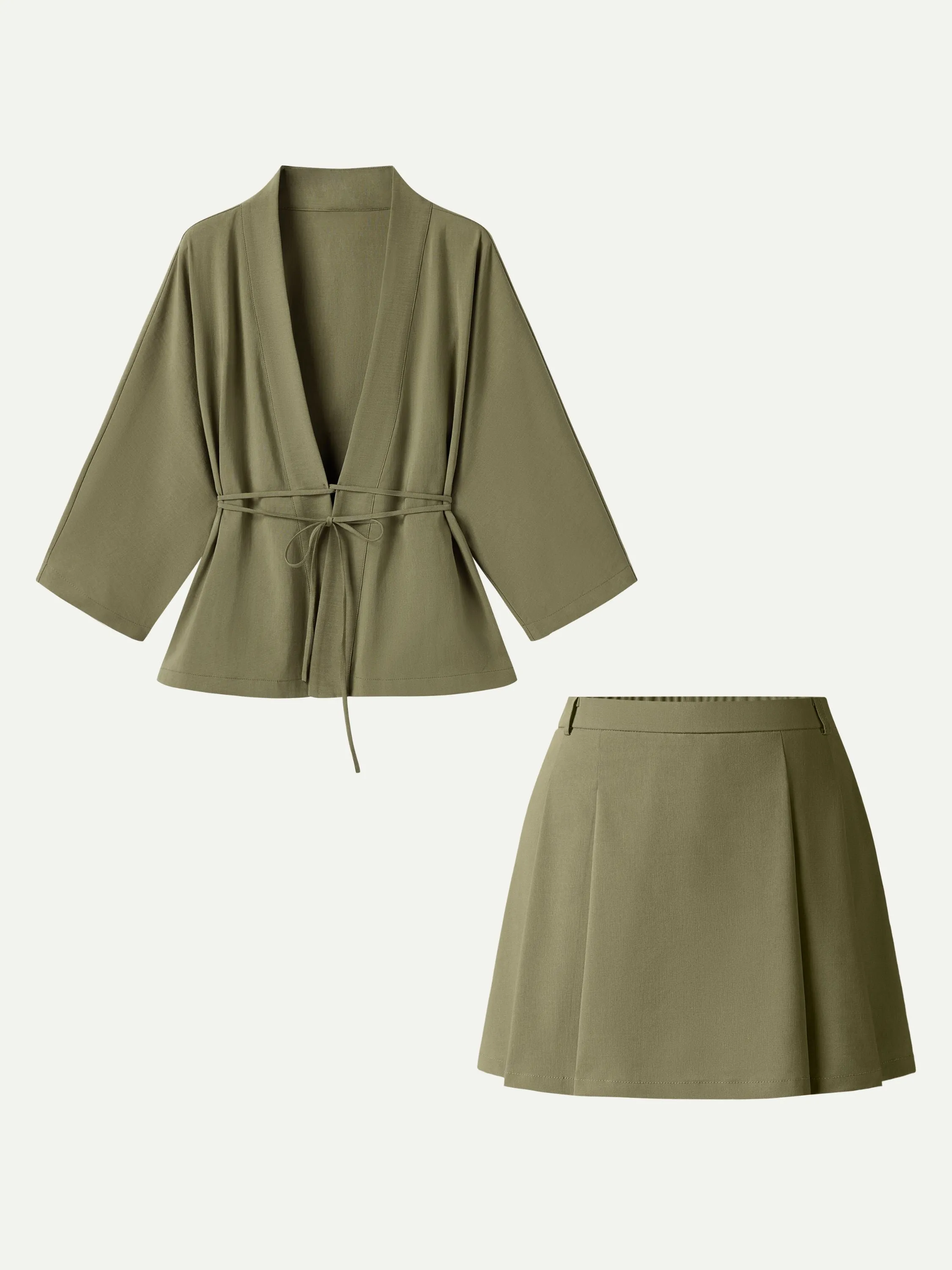 2Pcs Set 3/4 Sleeve Cardigan & Pleated Skort sold by OGLmove product image thumbnail 4