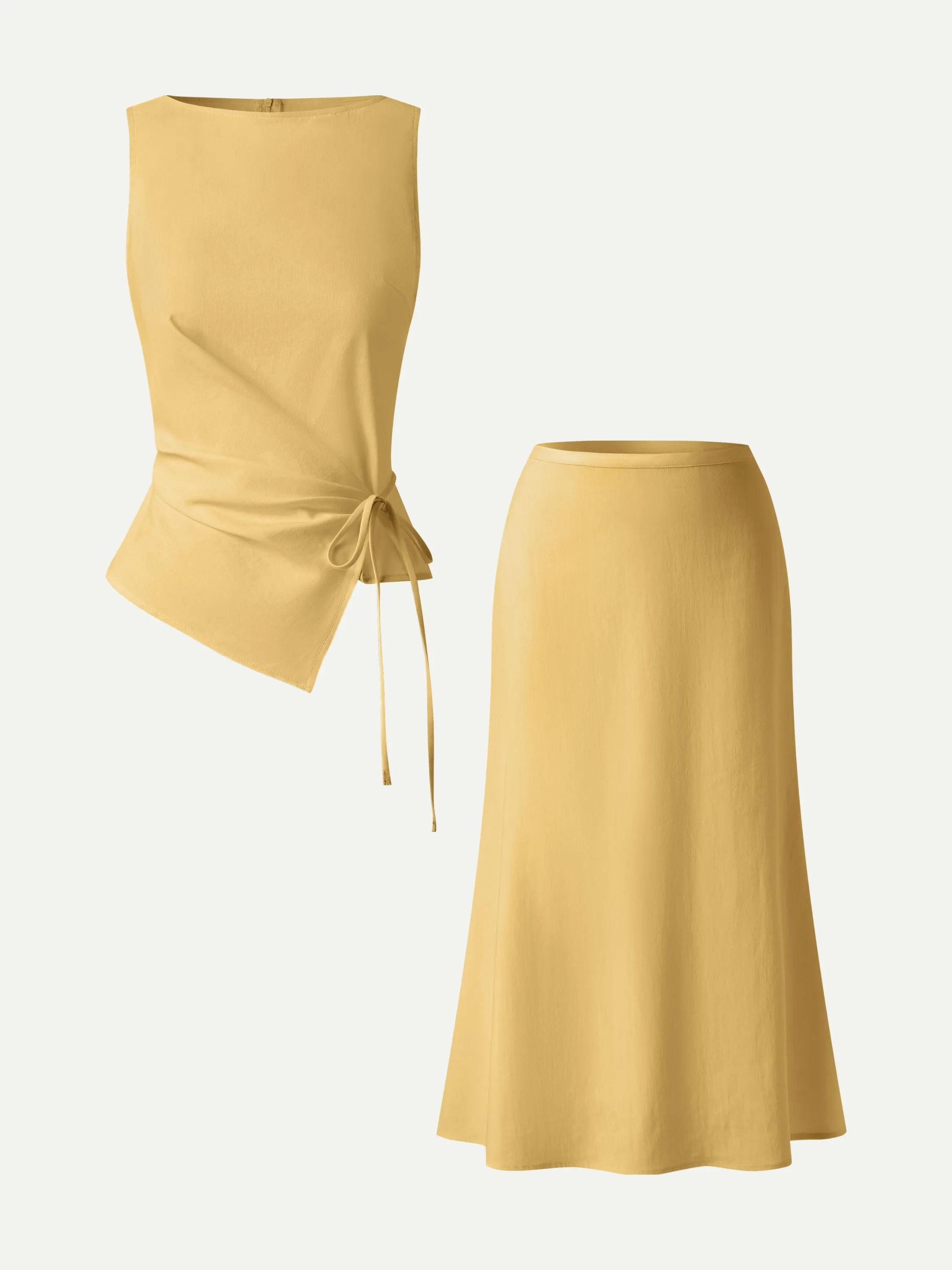 2Pcs Set Boatneck Waist-Defined Top & Maxi Flared Pull-On Skirt sold by OGLmove product image thumbnail 5