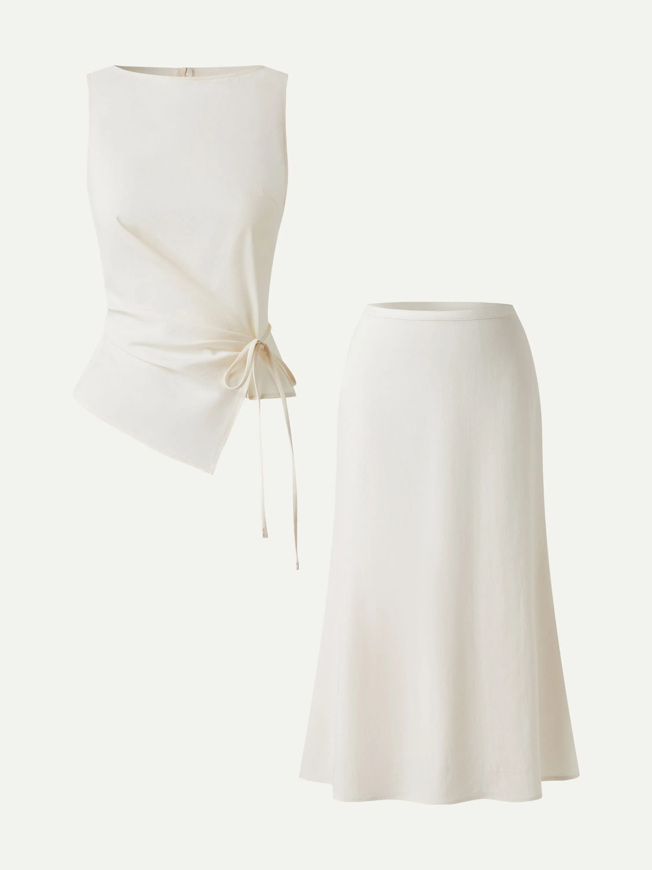 2Pcs Set Boatneck Waist-Defined Top & Maxi Flared Pull-On Skirt sold by OGLmove product image thumbnail 4
