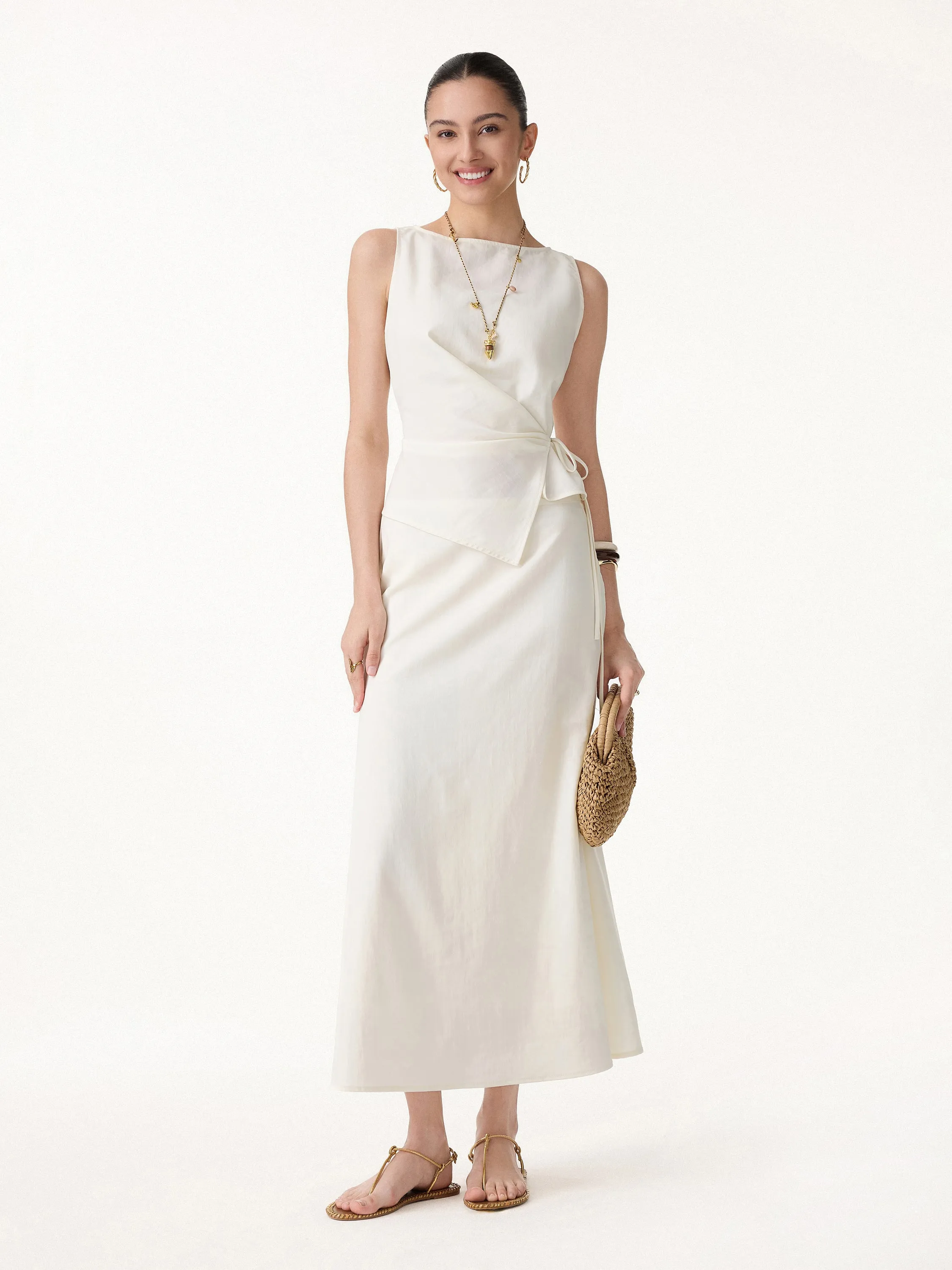Lyocell Boatneck Waist-Defined Top sold by OGLmove product image thumbnail 5