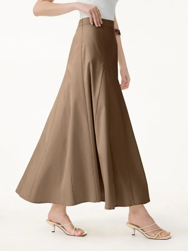 Wrinkle-Resistant Linen Blend Maxi Flare Skirt made by OGLmove