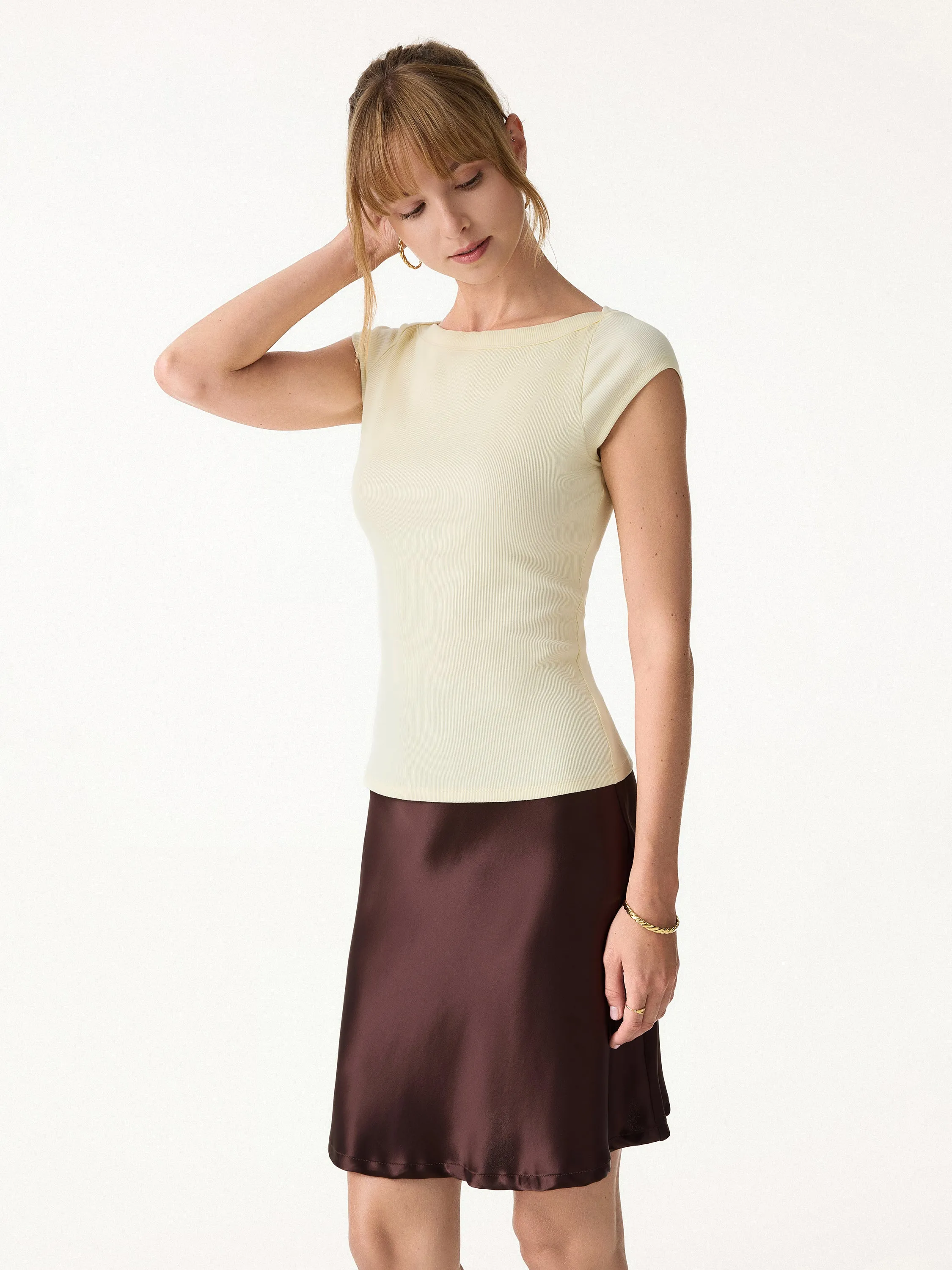 Plantive Boatneck Cap Sleeve Bra Top sold by OGLmove product image thumbnail 5