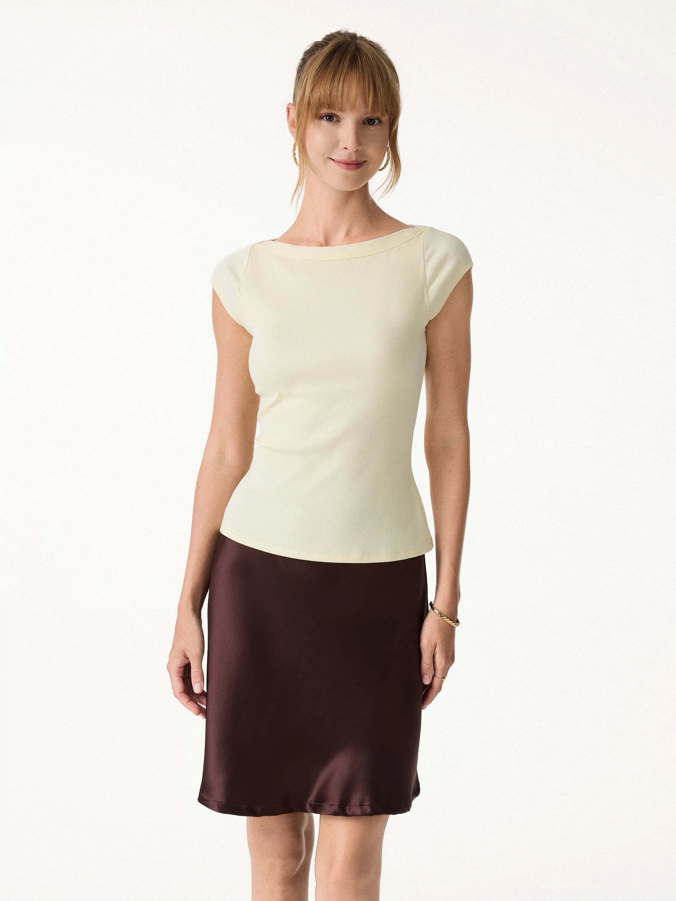Plantive Boatneck Cap Sleeve Bra Top sold by OGLmove product image thumbnail 3