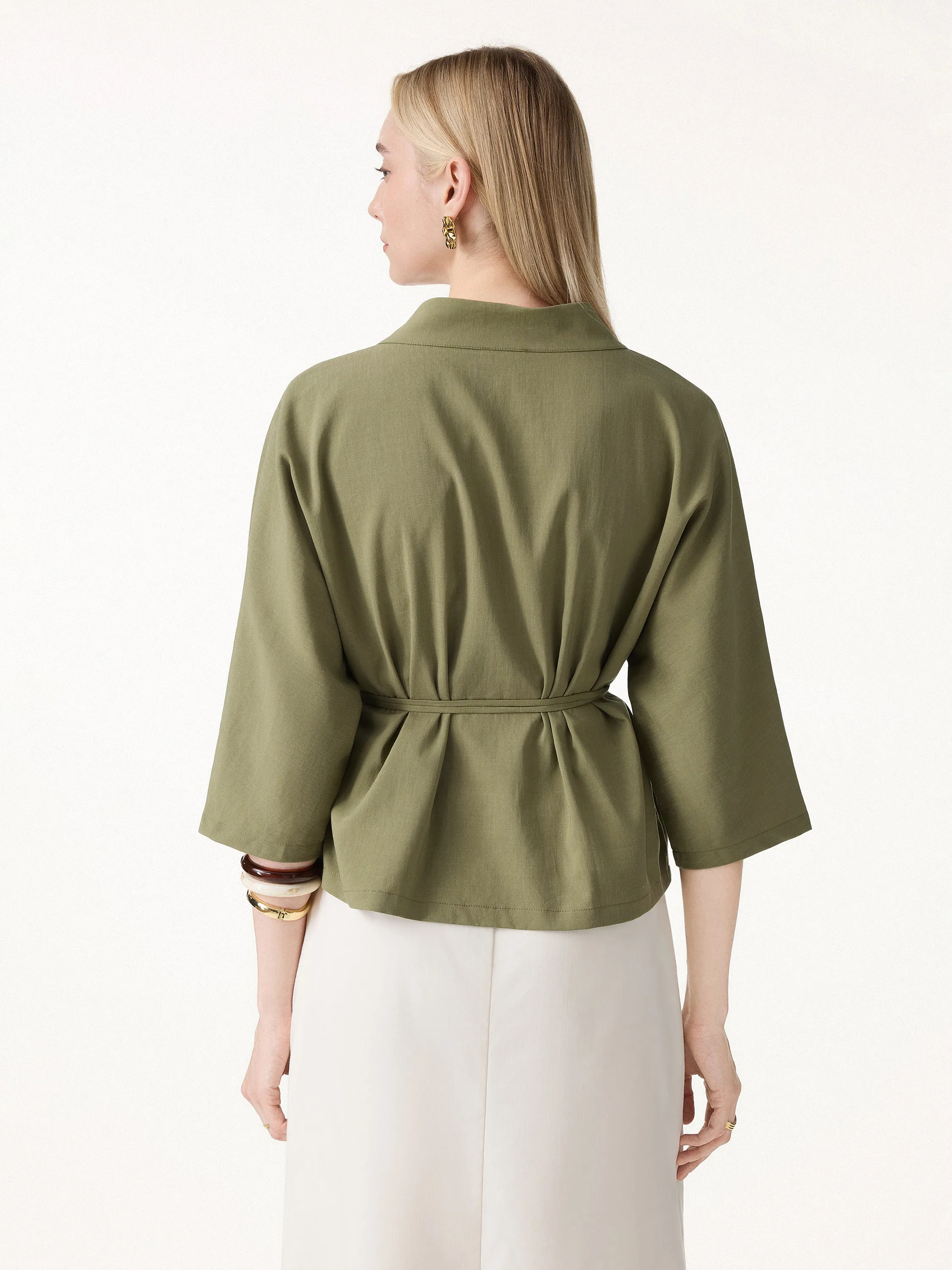 Lyocell-Linen 3/4 Sleeve Cardigan sold by OGLmove product image thumbnail 5