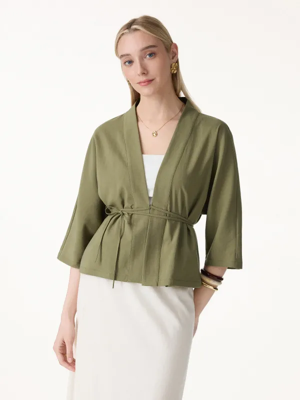 Lyocell-Linen 3/4 Sleeve Cardigan made by OGLmove