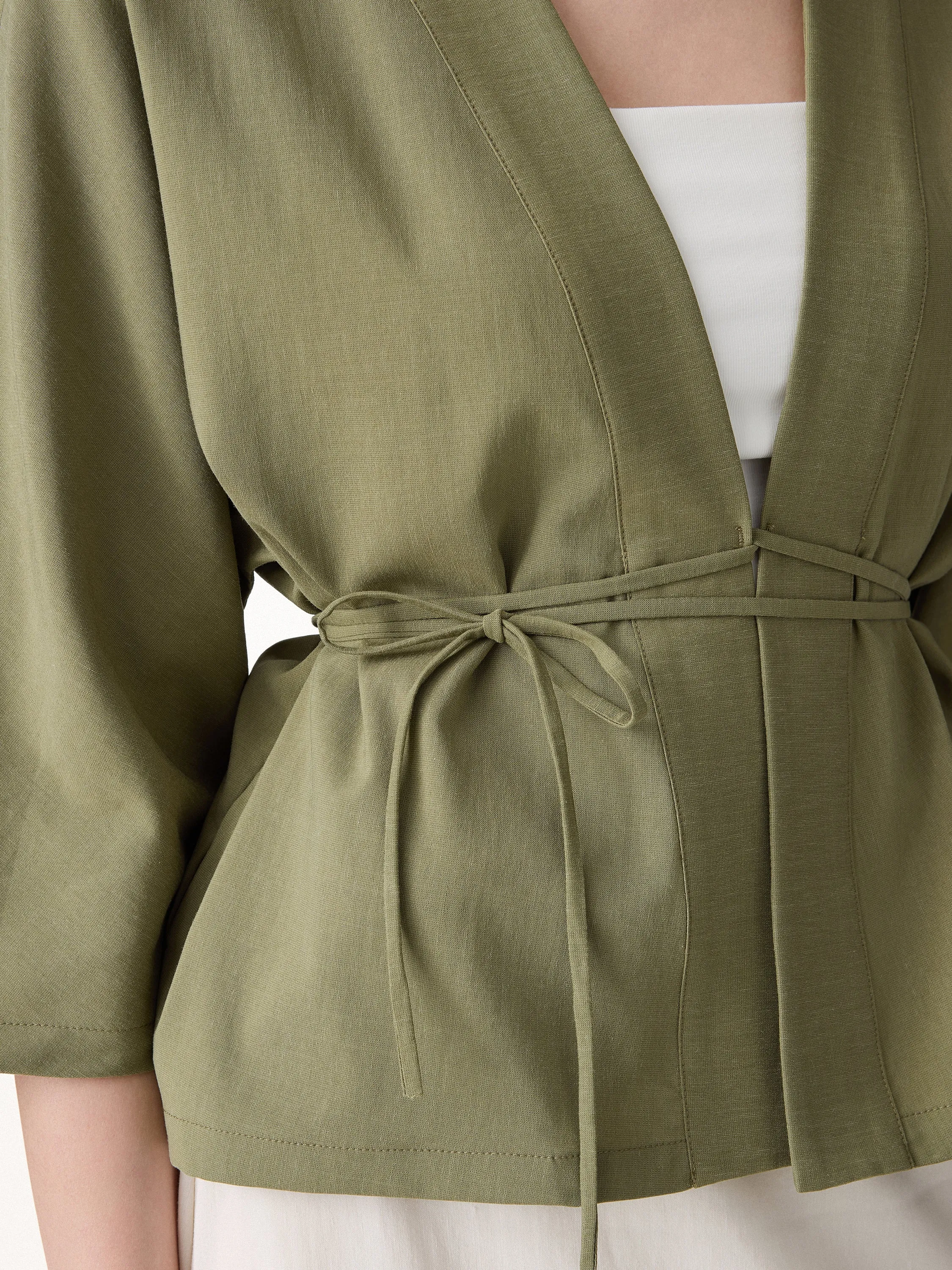 Lyocell-Linen 3/4 Sleeve Cardigan sold by OGLmove product image thumbnail 3