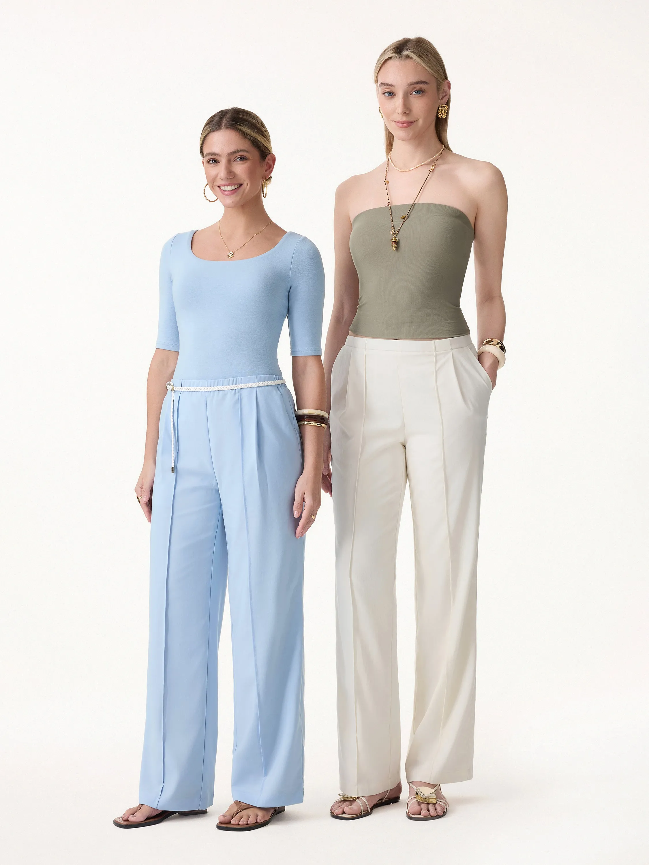 Lyocell-Linen Pintuck Wide Leg Vacay Pant sold by OGLmove product image thumbnail 2