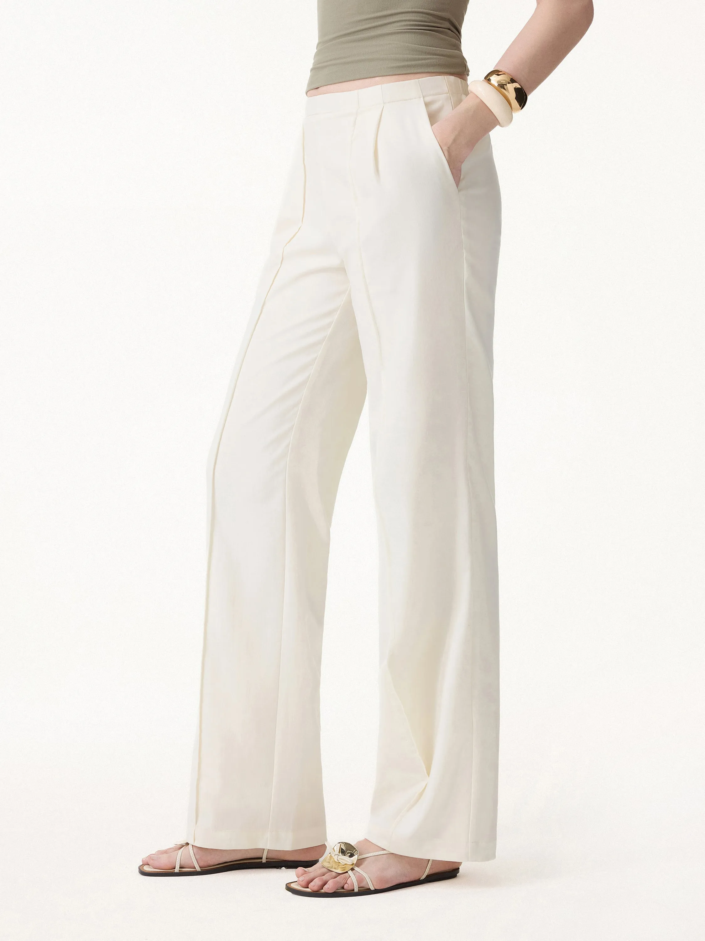Lyocell-Linen Pintuck Wide Leg Vacay Pant sold by OGLmove