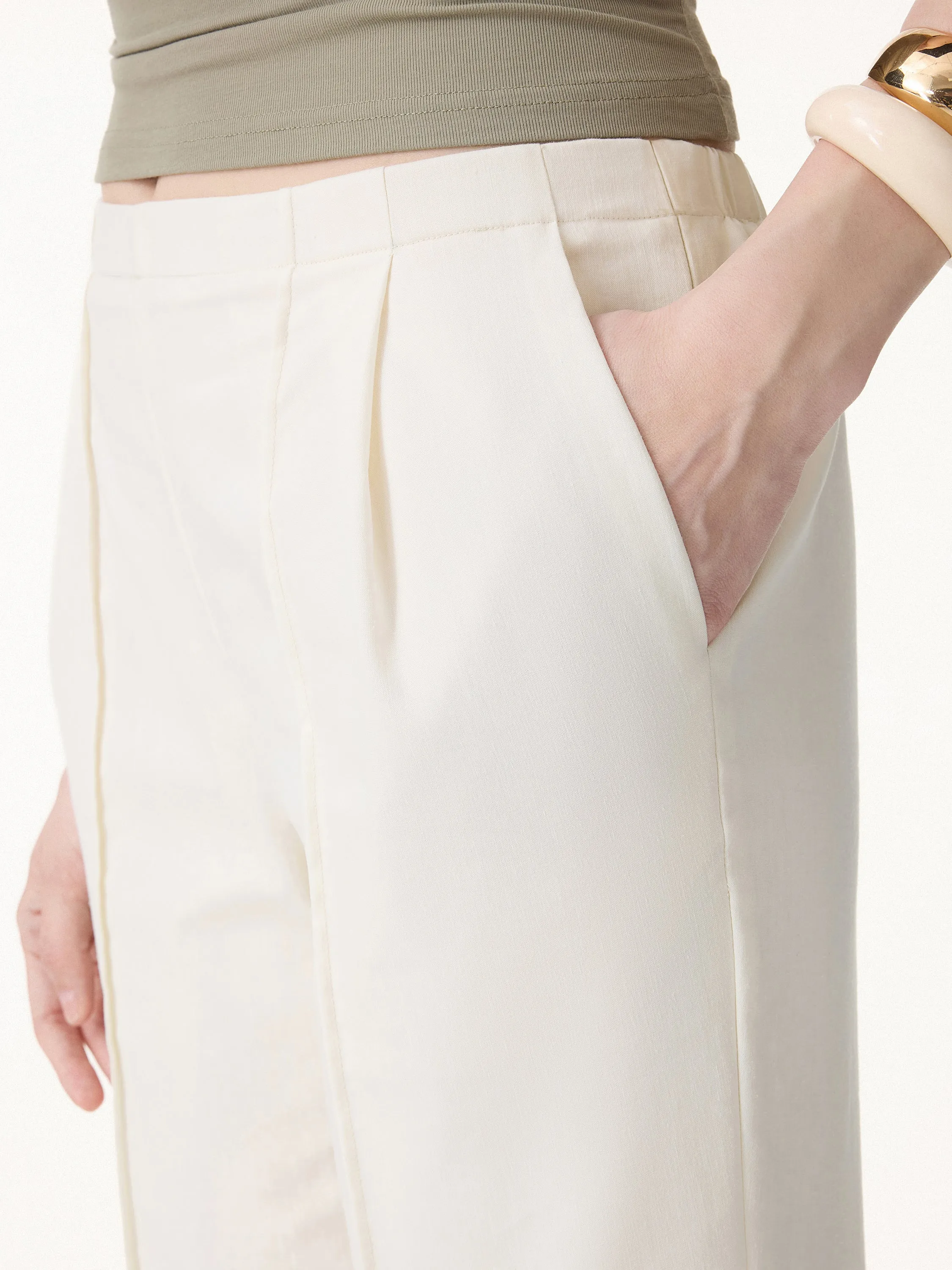 Lyocell-Linen Pintuck Wide Leg Vacay Pant sold by OGLmove product image thumbnail 4