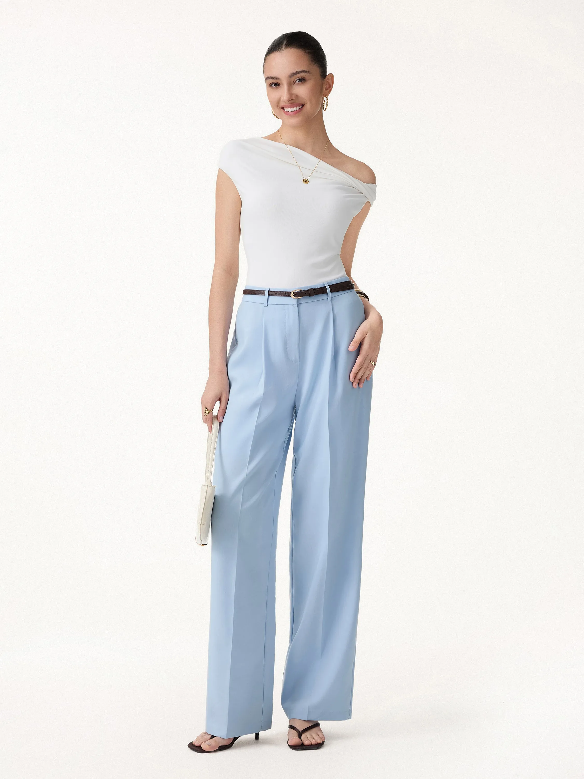 Wrinkle-Resistant Linen Blend Wide Leg Pants sold by OGLmove