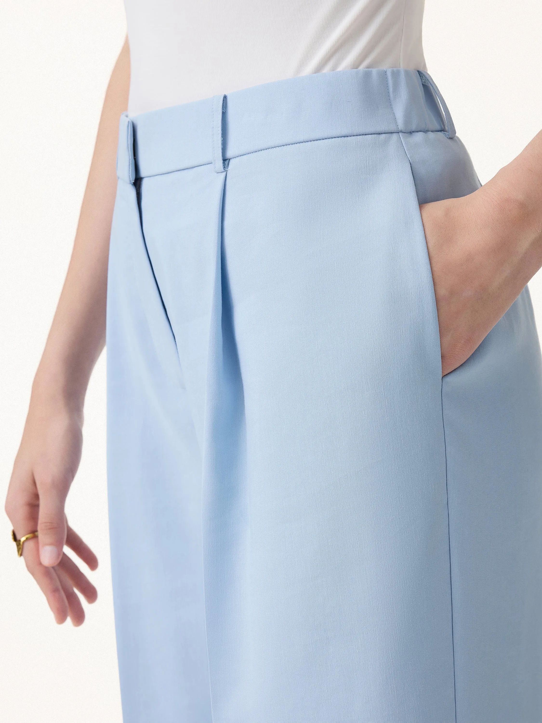 Wrinkle-Resistant Linen Blend Wide Leg Pants sold by OGLmove product image thumbnail 5