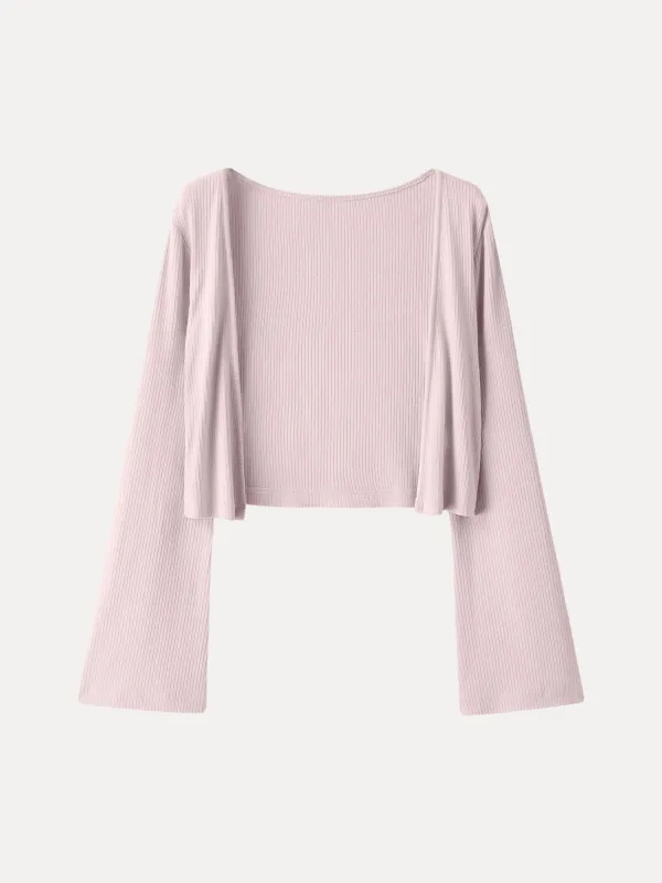 Soft Bell Sleeve Millennial Pink Cropped Cardigan made by OGLmove
