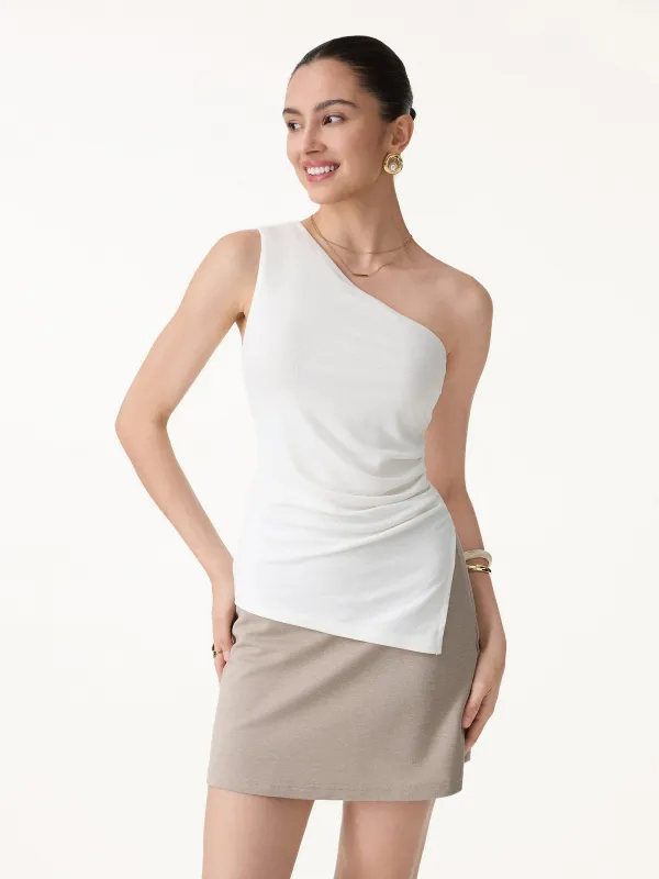 Linen Knit One Shoulder Bra Tank made by OGLmove