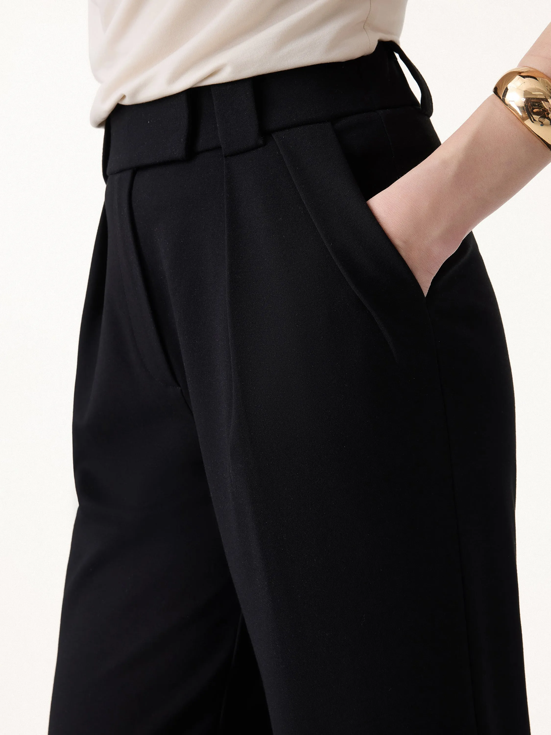 Stretch Ponte Cropped Wide Leg Trousers sold by OGLmove product image thumbnail 5