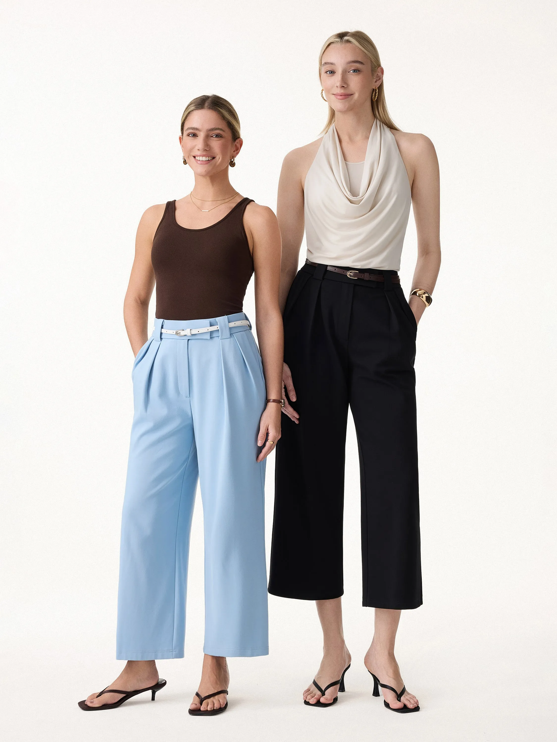 Stretch Ponte Cropped Wide Leg Trousers sold by OGLmove product image thumbnail 2