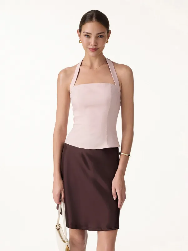 Stretch Linen Halter Neck Smocked Top made by OGLmove