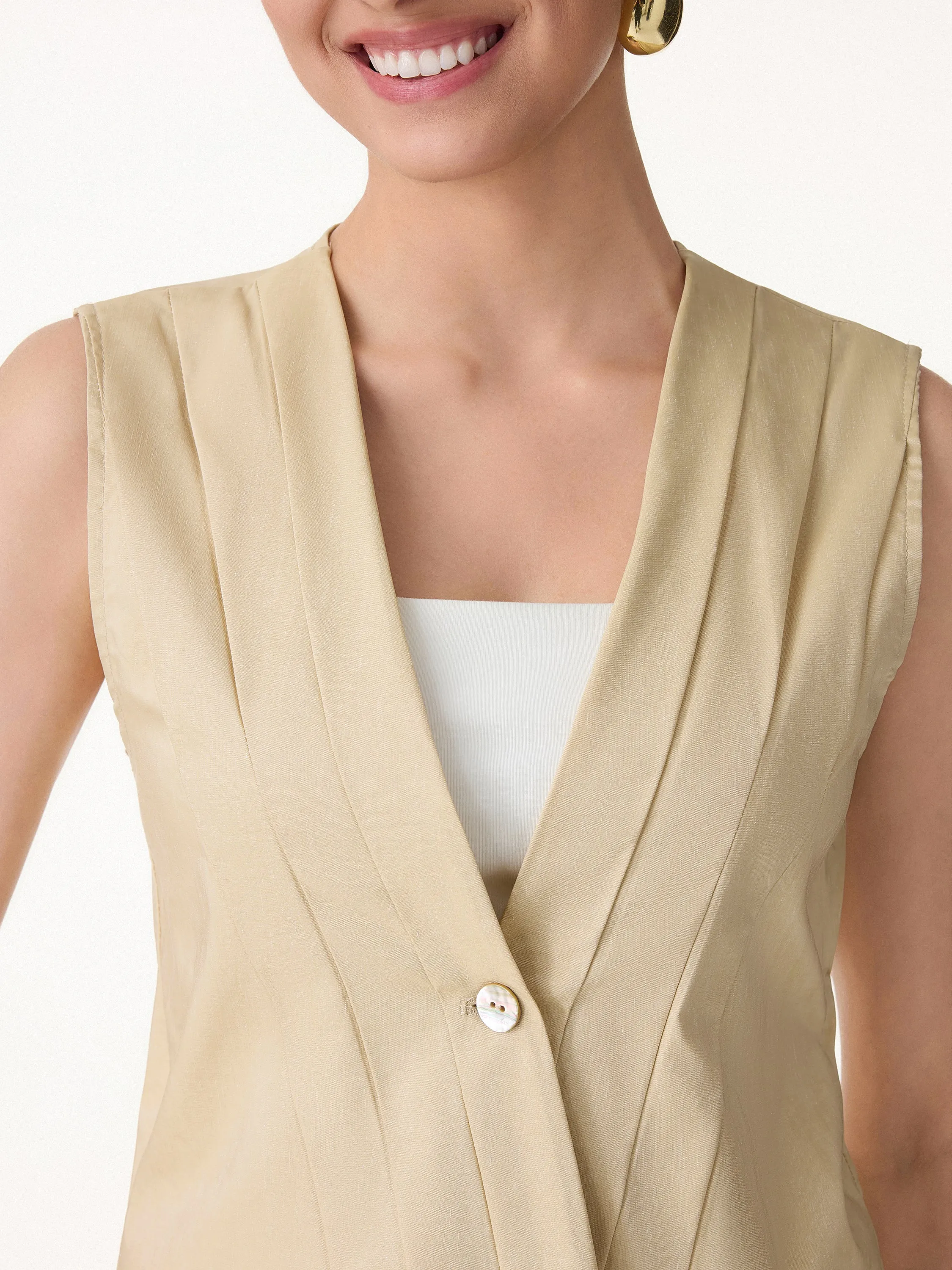 Stretch Linen Blend Pleated Top sold by OGLmove product image thumbnail 3