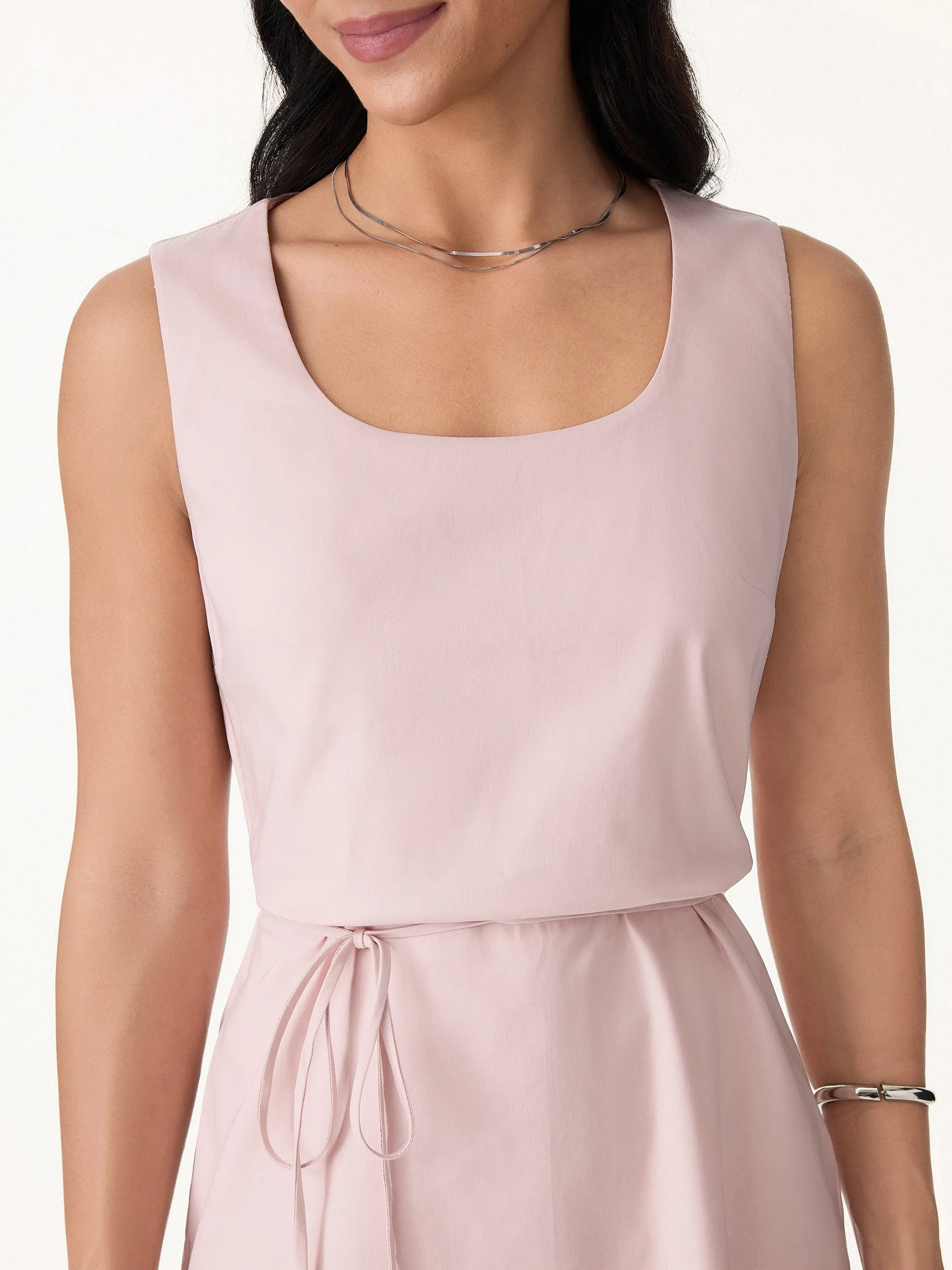 Linen Blend U-Neck Maxi Dress with Pockets sold by OGLmove product image thumbnail 3