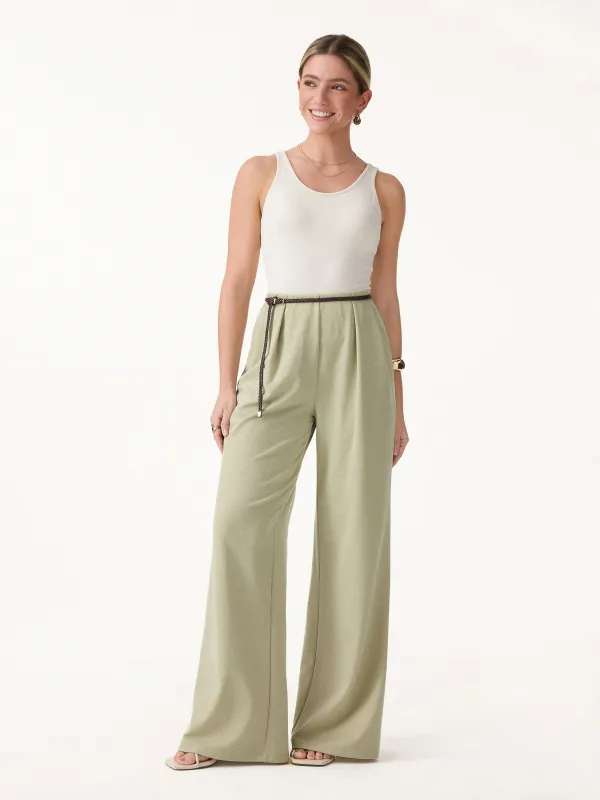 Airy Stretch Linen Wide Flare Pant with Pockets made by OGLmove