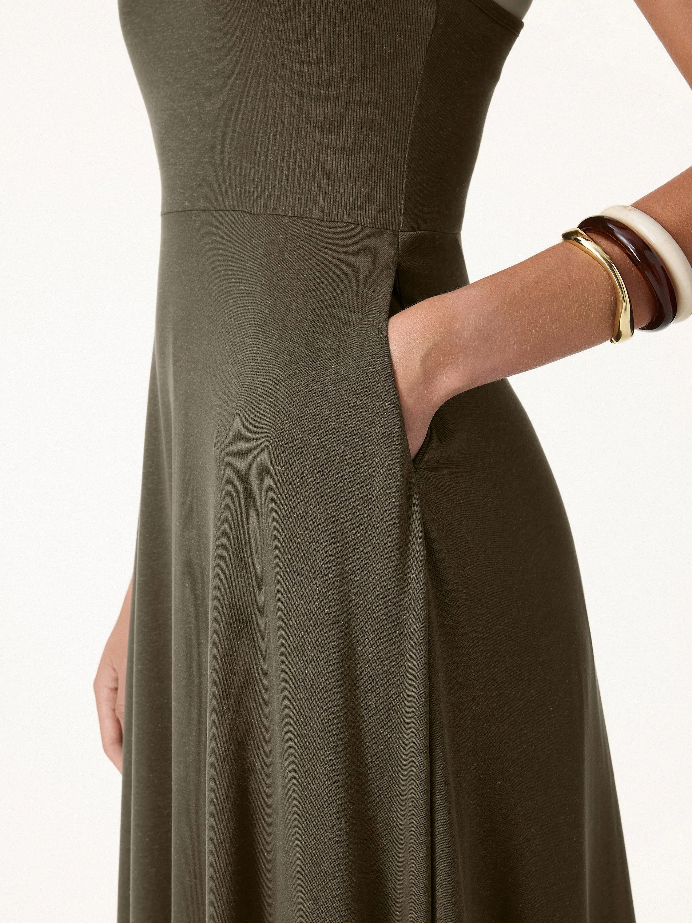 Soft Linen Knit Spaghetti Midi Bra Dress sold by OGLmove product image thumbnail 3