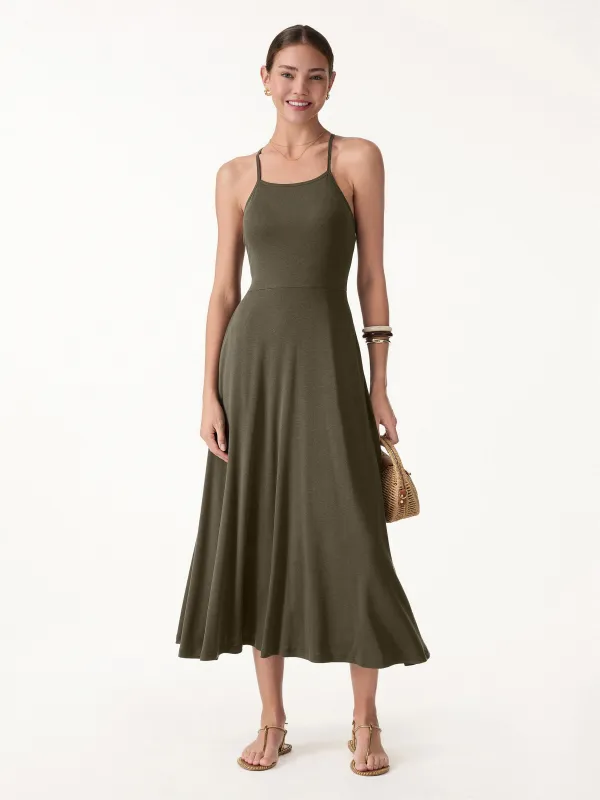 Soft Linen Knit Spaghetti Midi Bra Dress made by OGLmove