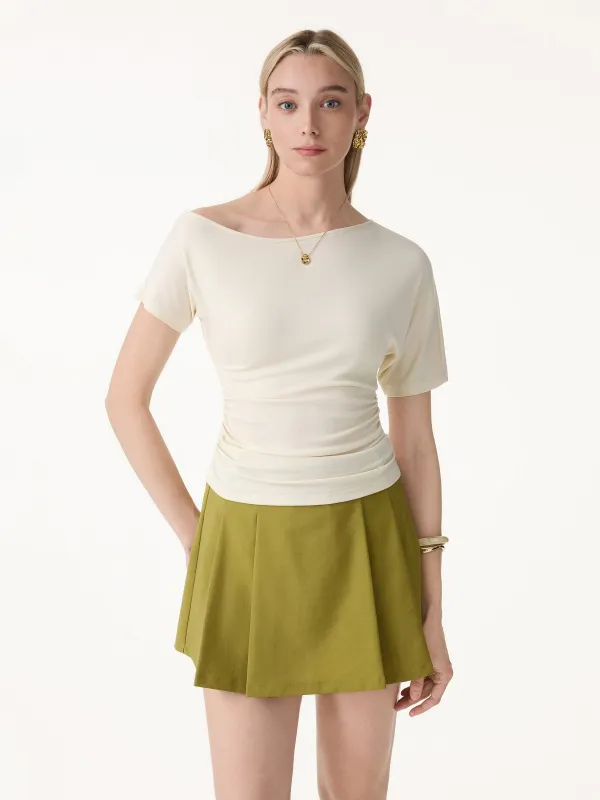 Summer Linen Jersey Asymmetrical Ruched Top made by OGLmove