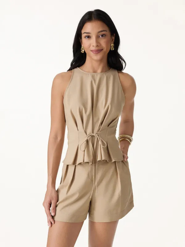 Summer Linen Pleated Self-Tie Top made by OGLmove
