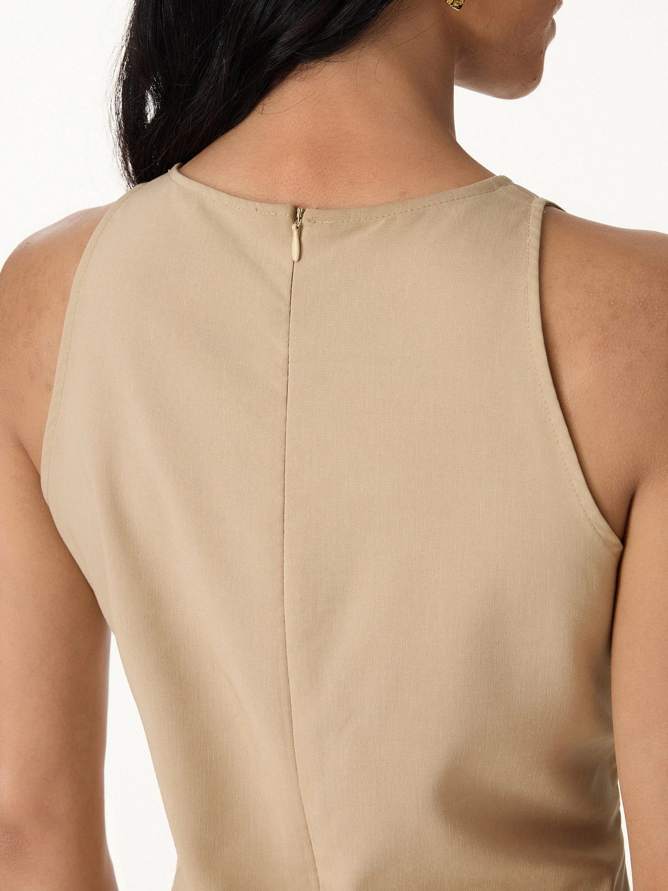 Summer Linen Pleated Self-Tie Top sold by OGLmove product image thumbnail 3