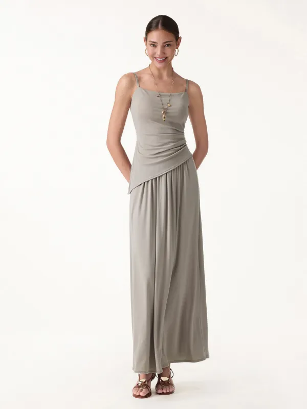 2Pcs Set Spaghetti Bra Top with Side Slit & A-Line Maxi Skirt with Pockets made by OGLmove