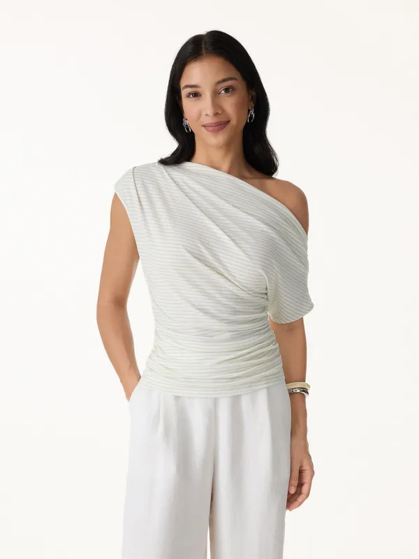 Striped Asymmetrical Neck Top made by OGLmove