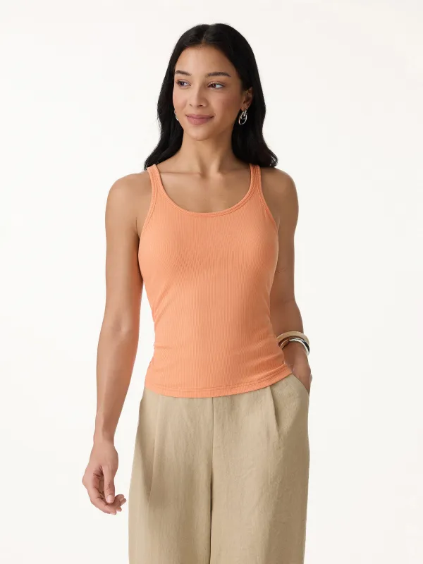 Cool-Touch Ribbed Scoop Neck Racer Back Bra Tank made by OGLmove
