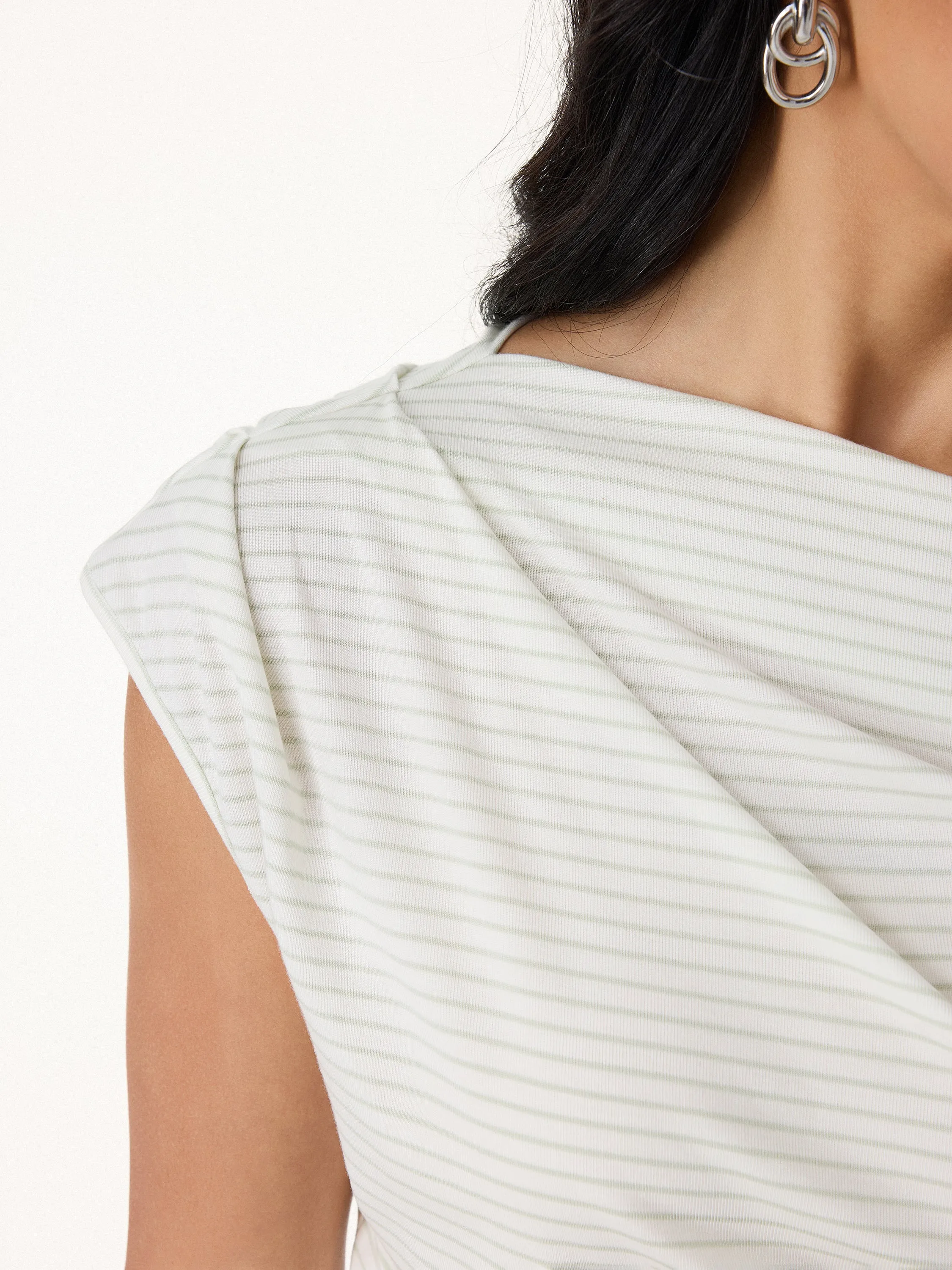 Striped Asymmetrical Neck Ruched Top sold by OGLmove product image thumbnail 2