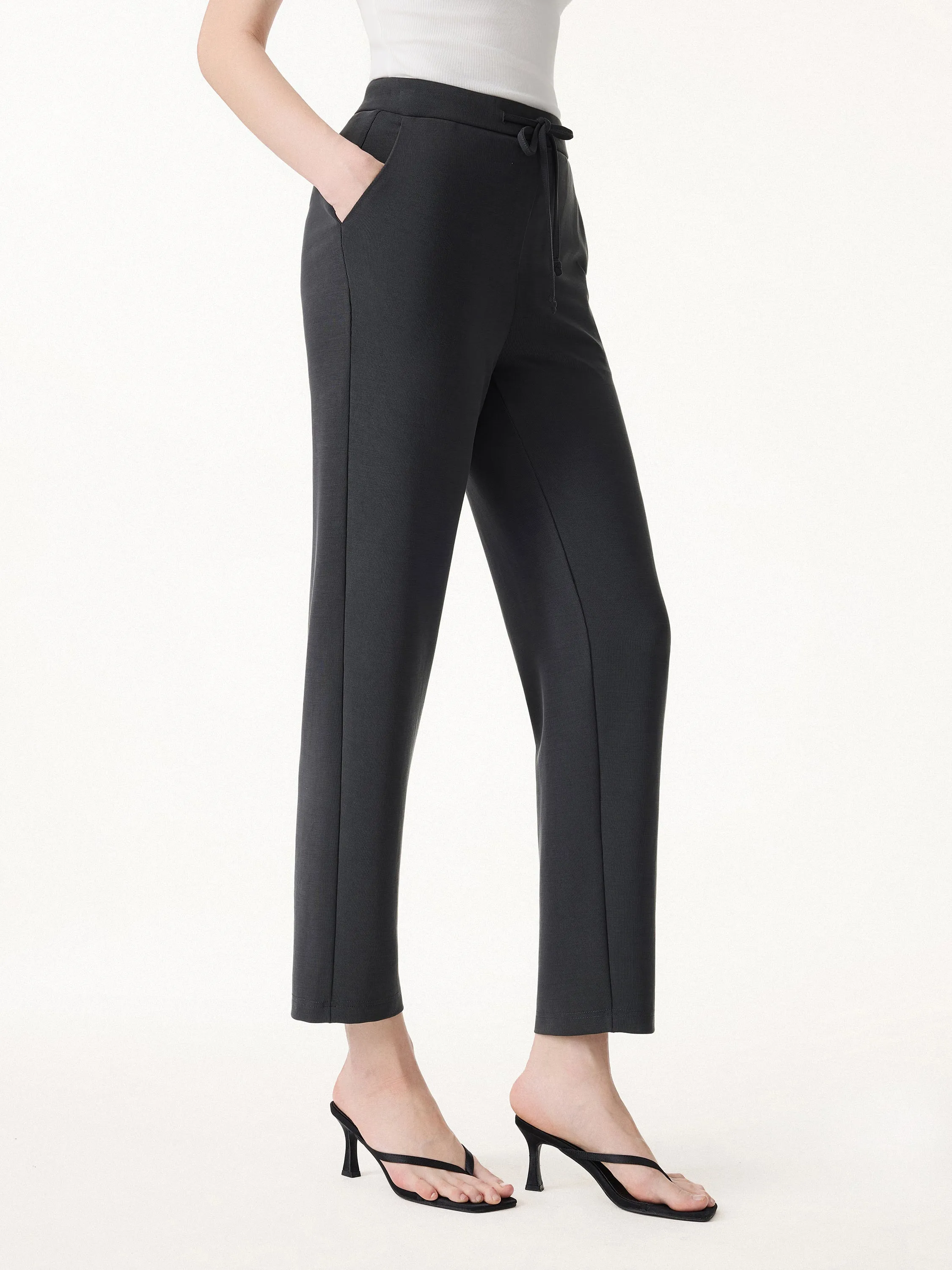 Sandwashed Mid Rise Cropped Tapered Travel Pant with Pockets sold by OGLmove
