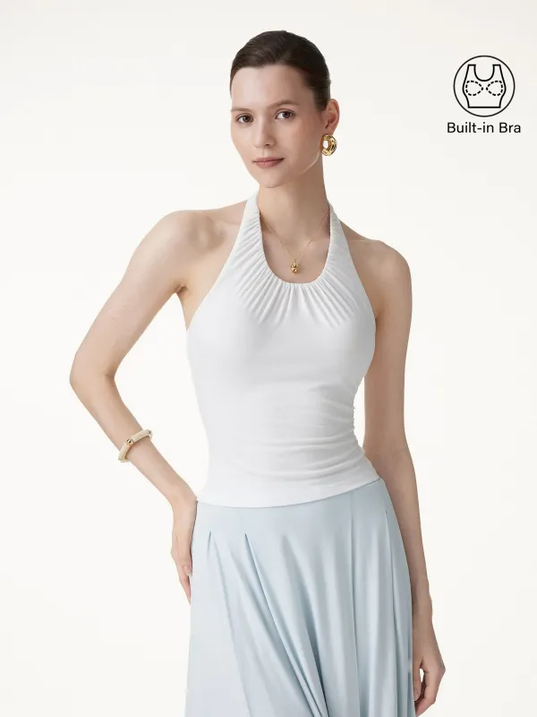 Cooling Gathered Halter Neck Open Back Bra Top made by OGLmove
