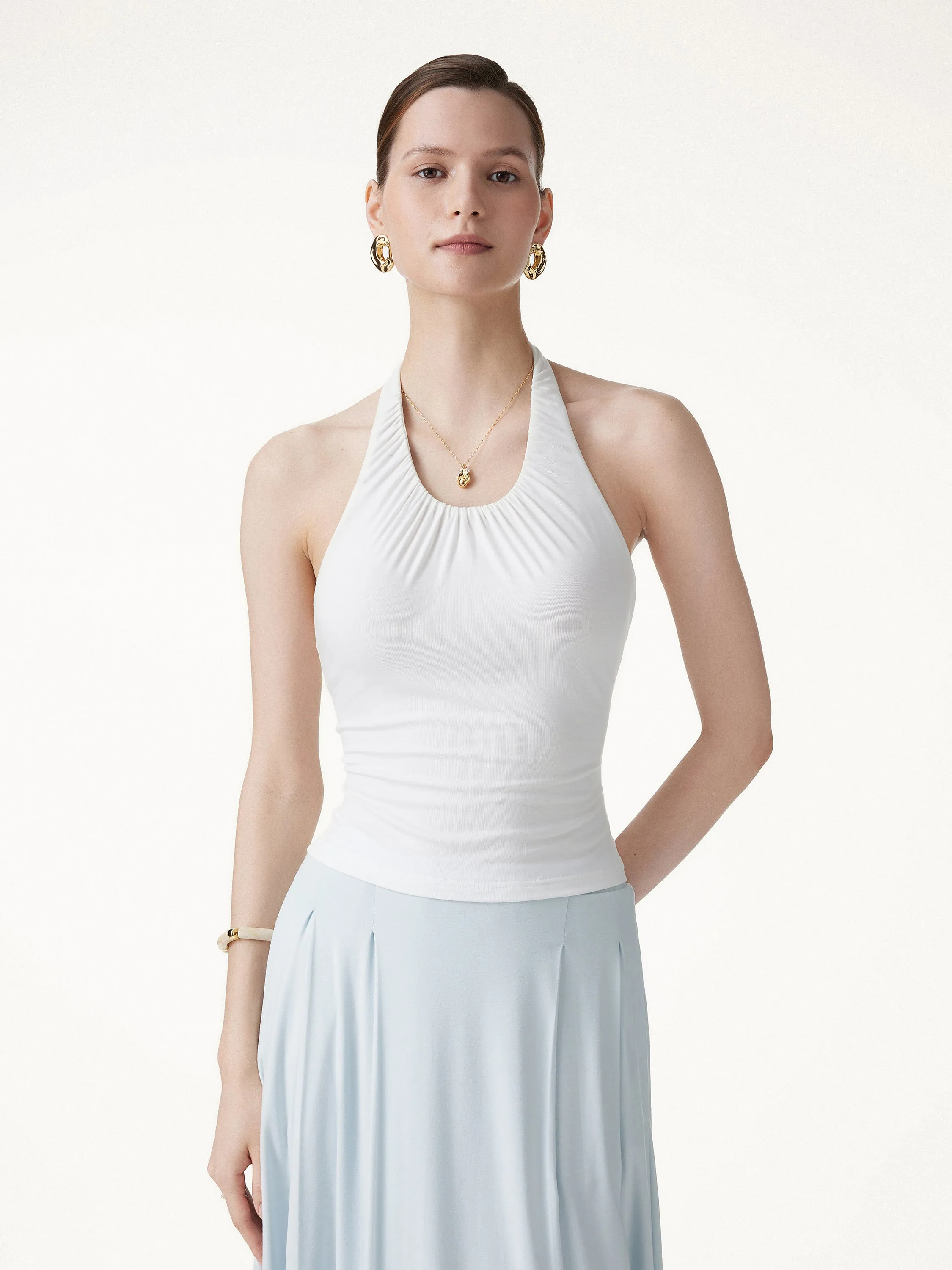 Cooling Gathered Halter Neck Open Back Bra Top sold by OGLmove product image thumbnail 5
