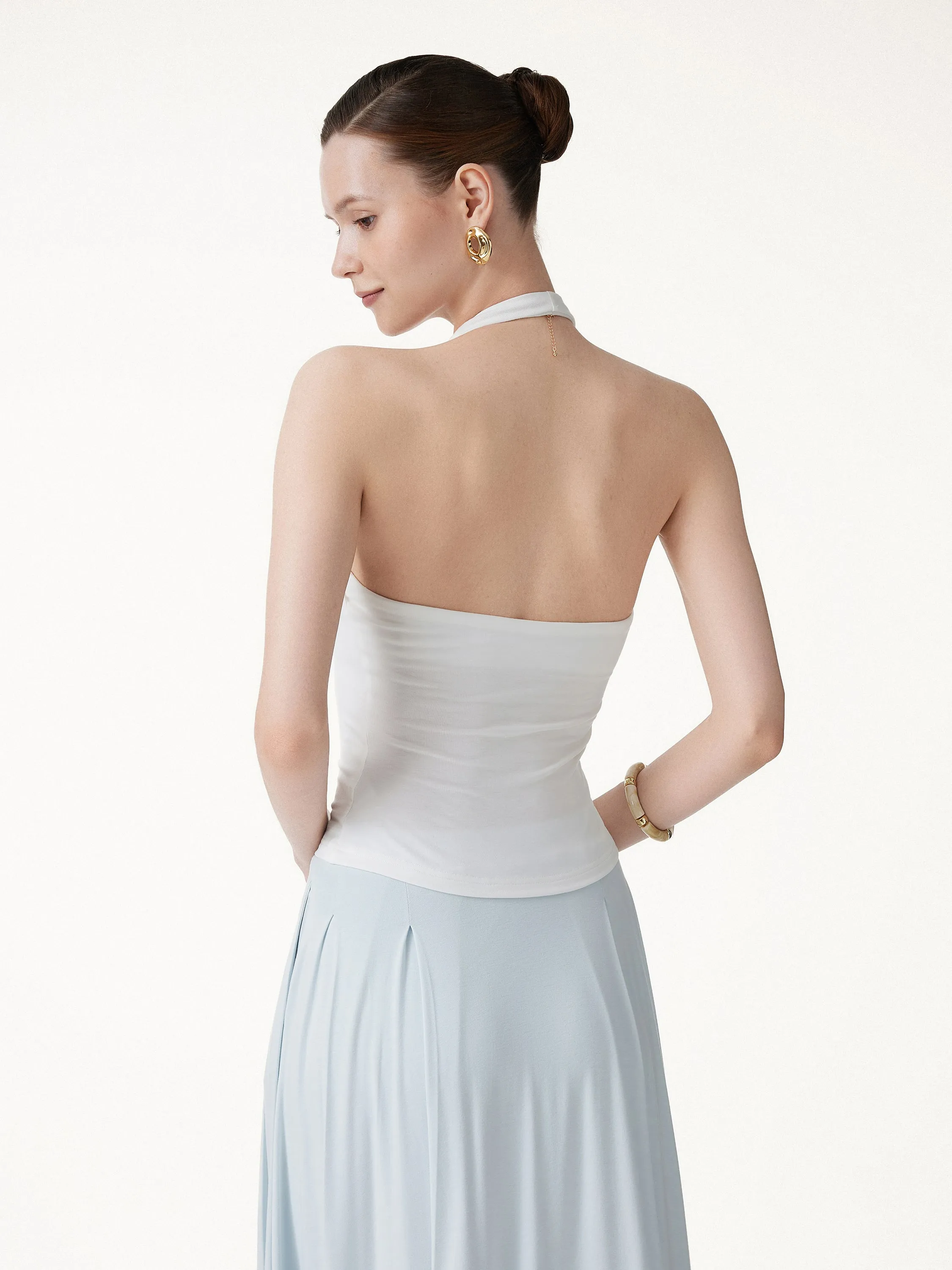 Cooling Gathered Halter Neck Open Back Bra Top sold by OGLmove product image thumbnail 2