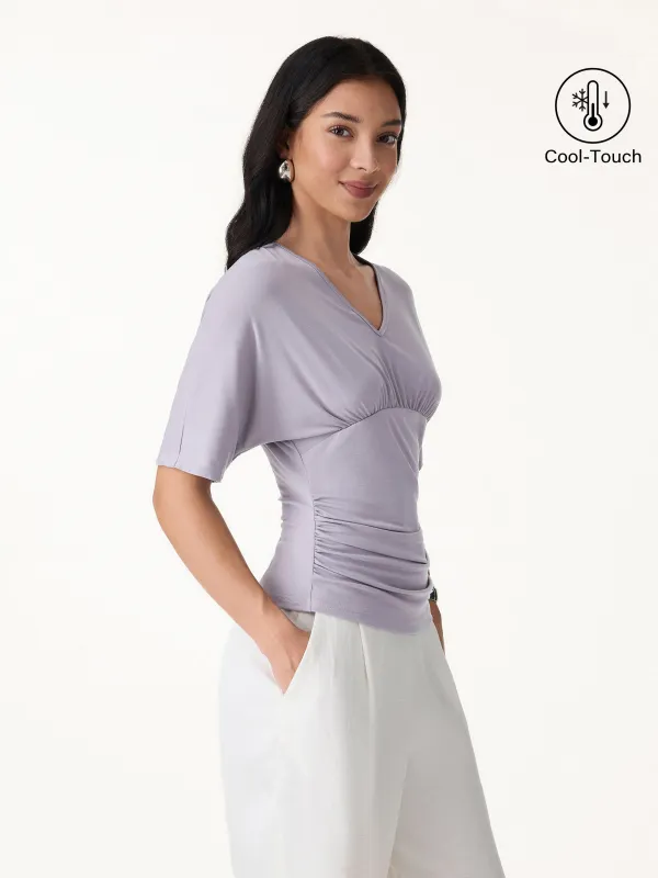 CoolTouch V-Neck Ruched Short Sleeve Summer Tee made by OGLmove