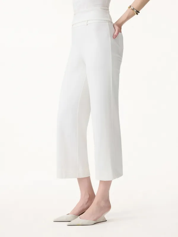 Not-See-Thru Mid Rise Cropped Wide Leg Pants with Pockets made by OGLmove