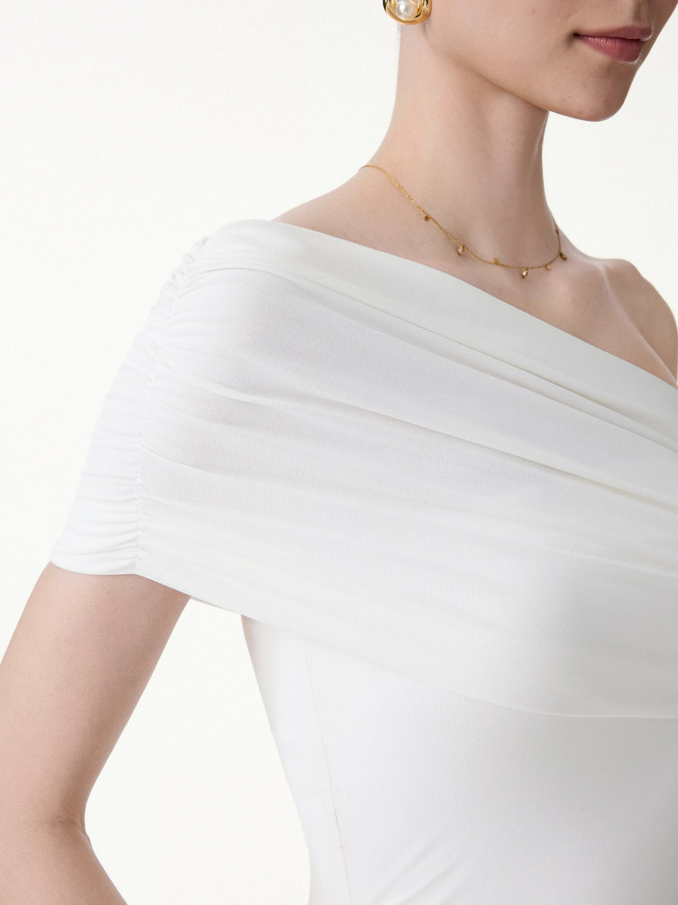 Not-See-Thru One Shoulder Gathered Midi Bra Dress sold by OGLmove product image thumbnail 2