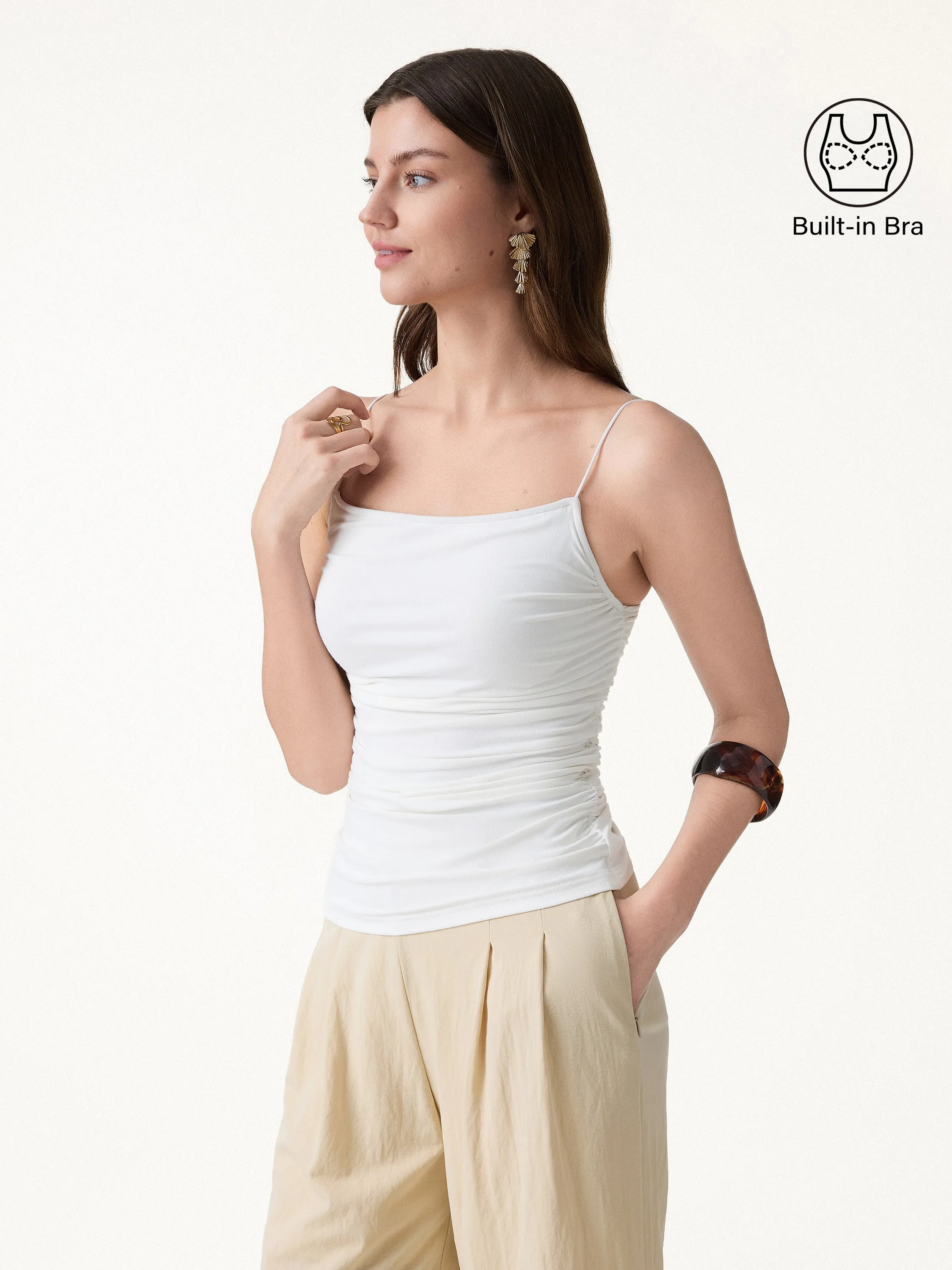 SkinKiss Square Neck Ruched Spaghetti Bra Top sold by OGLmove product image thumbnail 5
