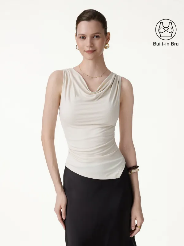 Cowl Neck Asymmetrical Sleeveless Bra Top made by OGLmove