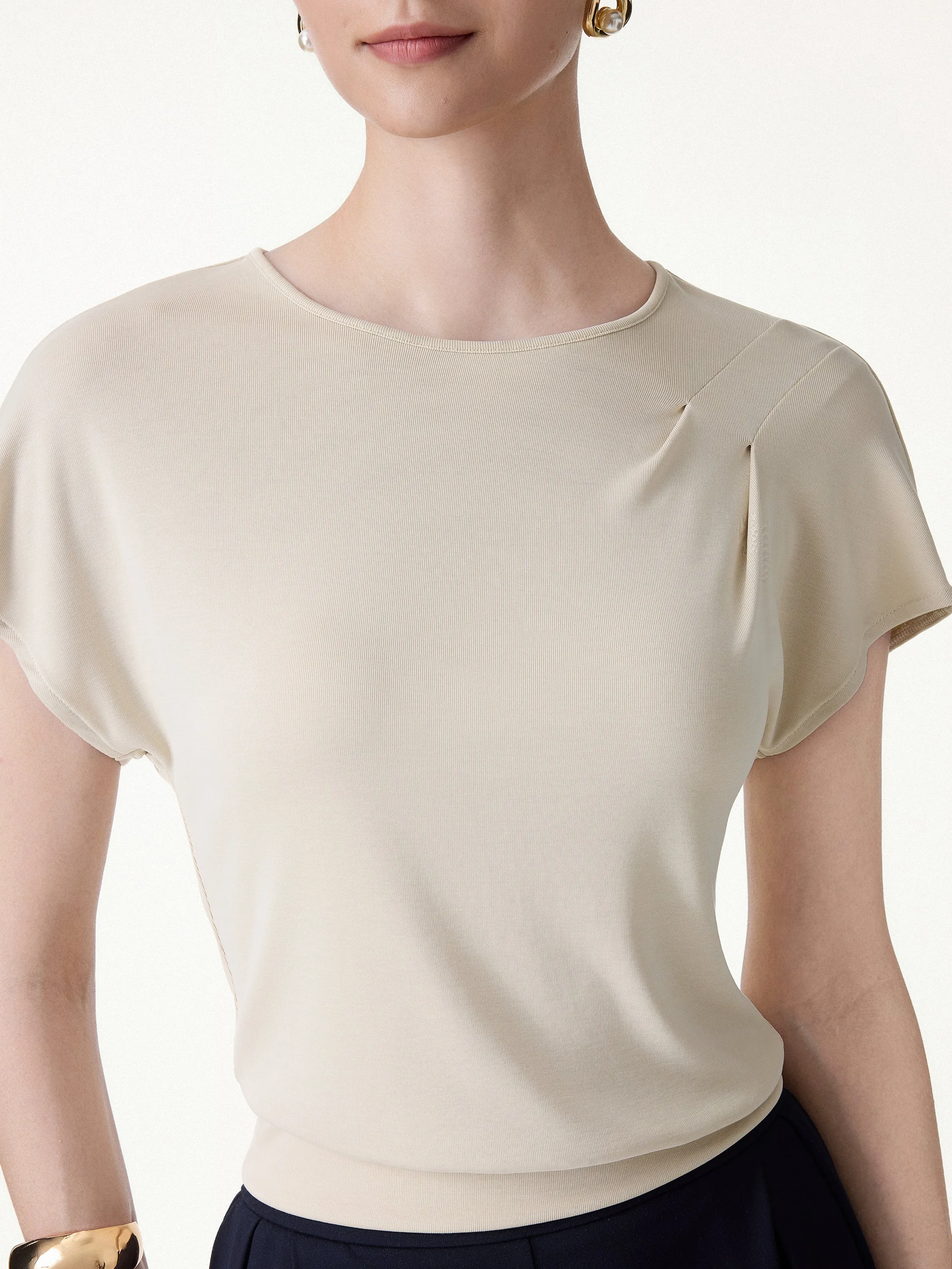 Sandwashed Relaxed Round Neck Cap Sleeve Tee sold by OGLmove product image thumbnail 5